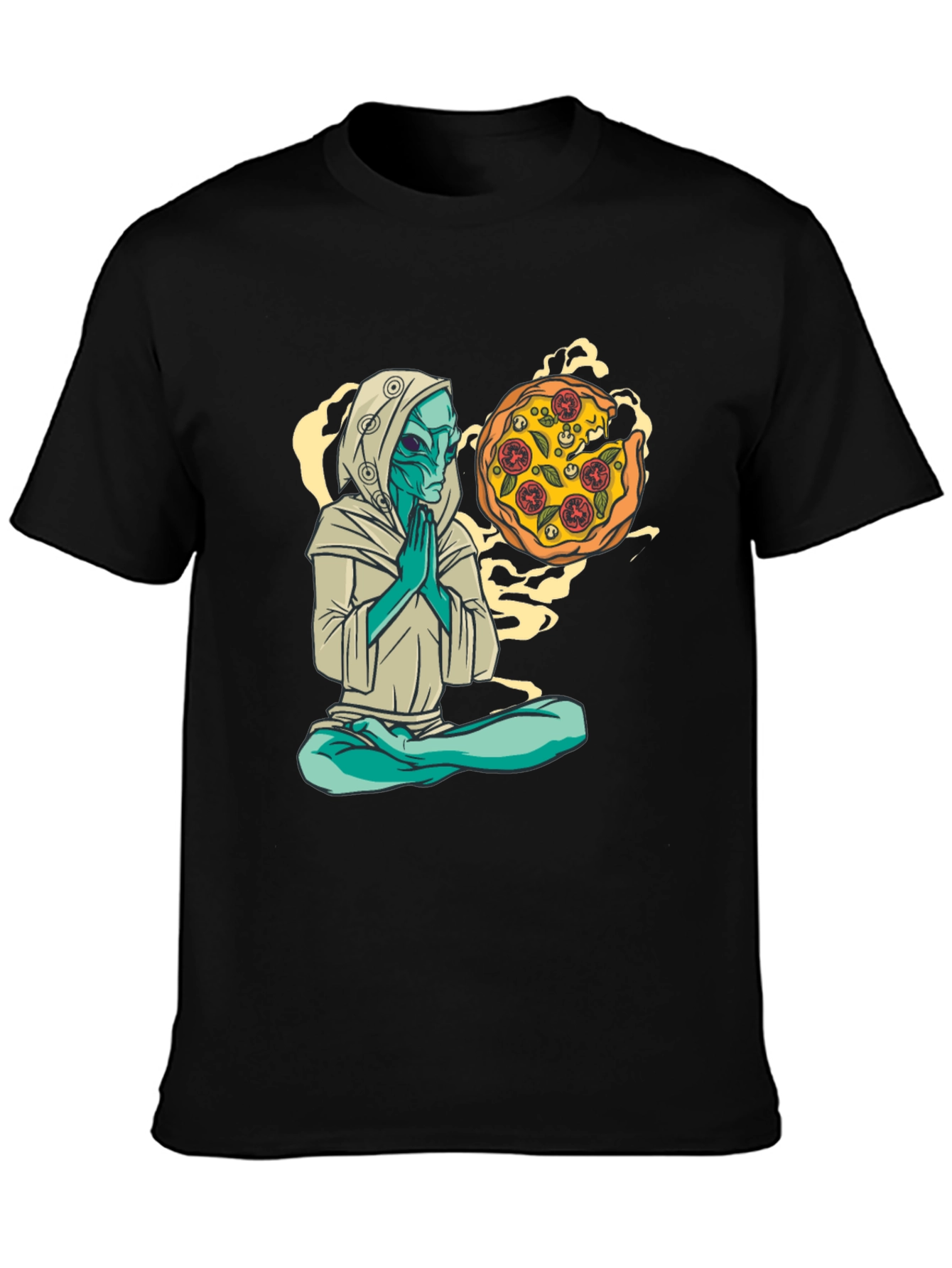 Alien Pizza Meditating T-Shirt