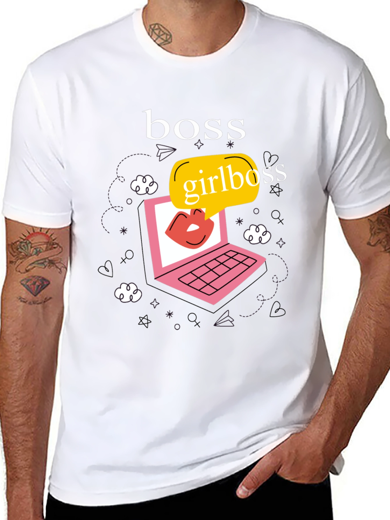 Girlboss Graphic Tee - Trendy Laptop Design T-shirt