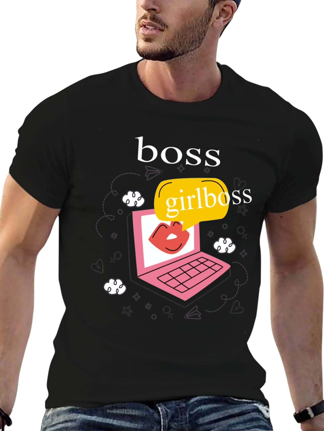Girlboss Graphic Tee - Trendy Laptop Design T-shirt