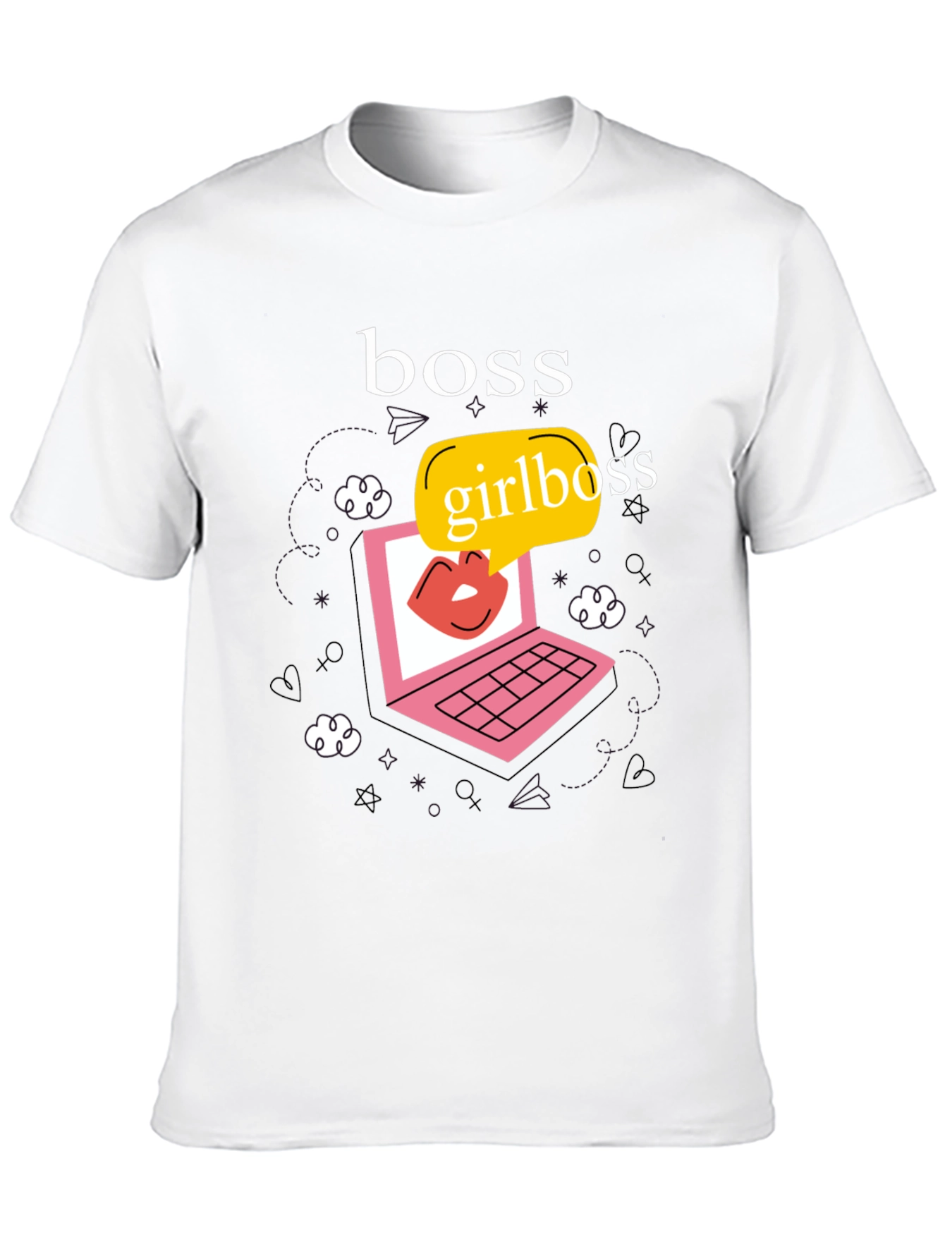 Girlboss Graphic Tee - Trendy Laptop Design T-shirt
