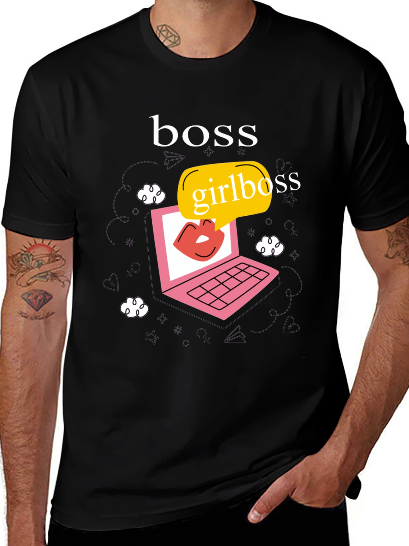 Girlboss Graphic Tee - Trendy Laptop Design T-shirt