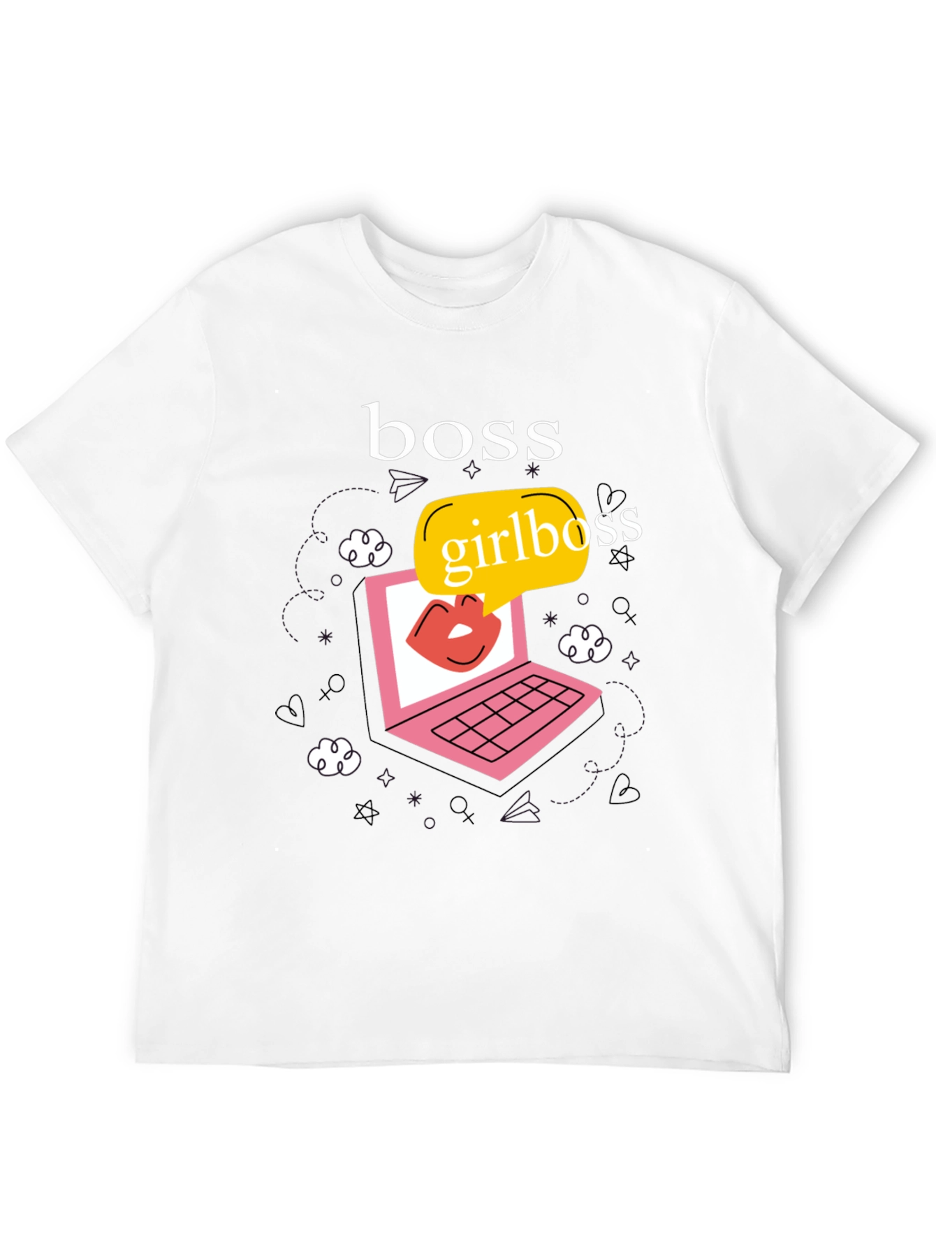 Girlboss Graphic Tee - Trendy Laptop Design T-shirt