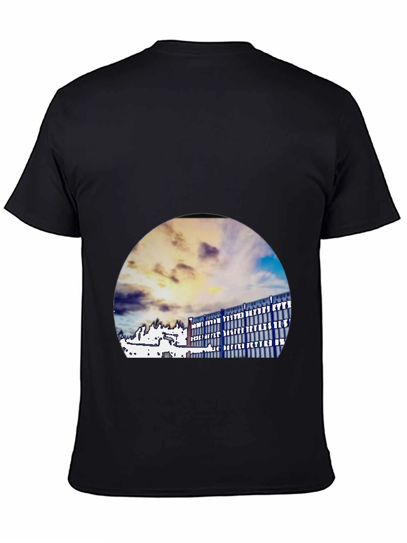 Modern Building Print Black T-Shirt
