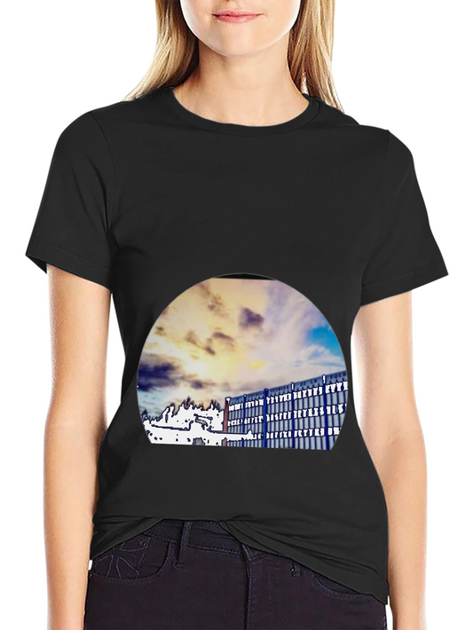 Modern Building Print Black T-Shirt