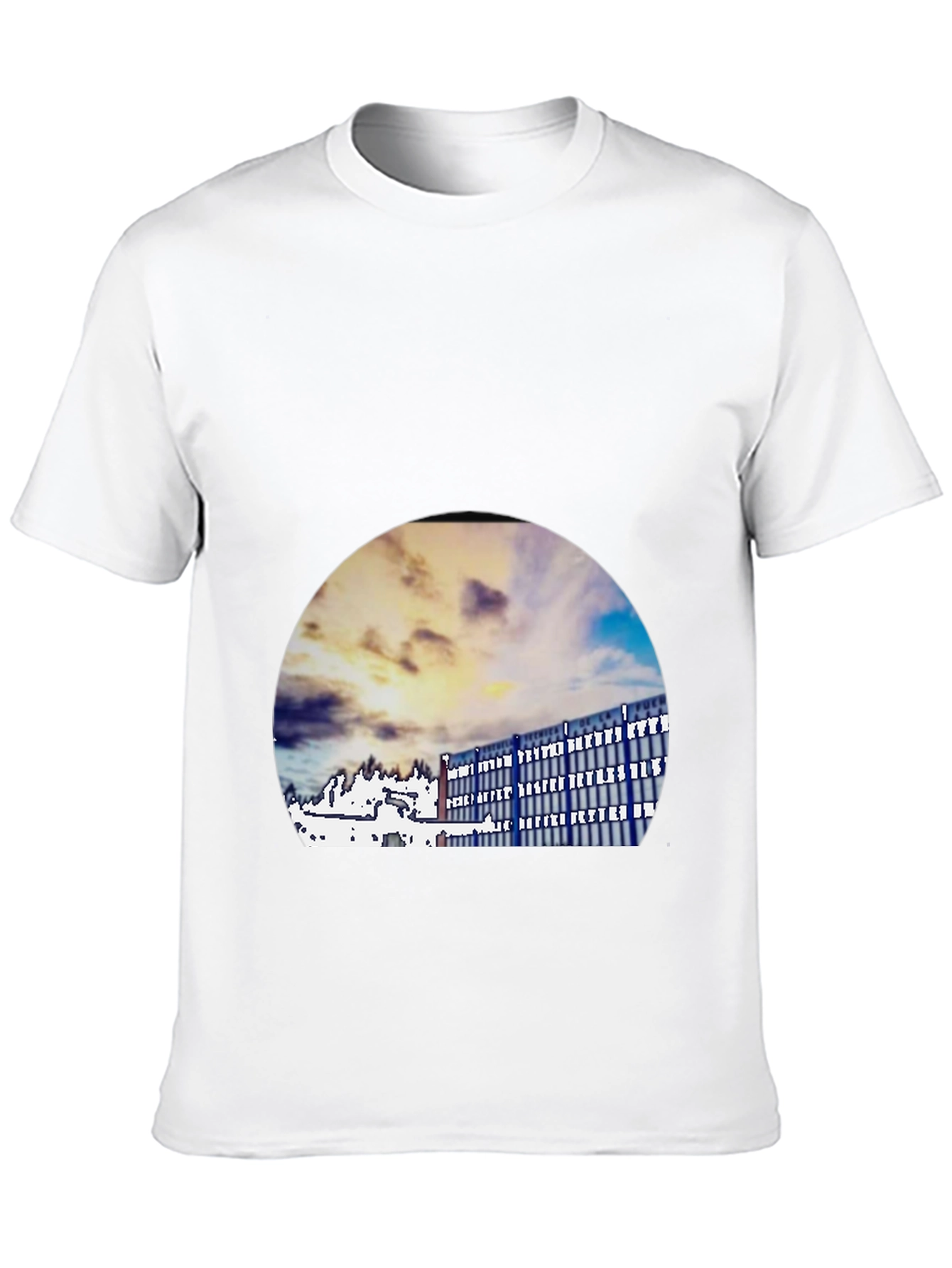 Modern Building Print Black T-Shirt