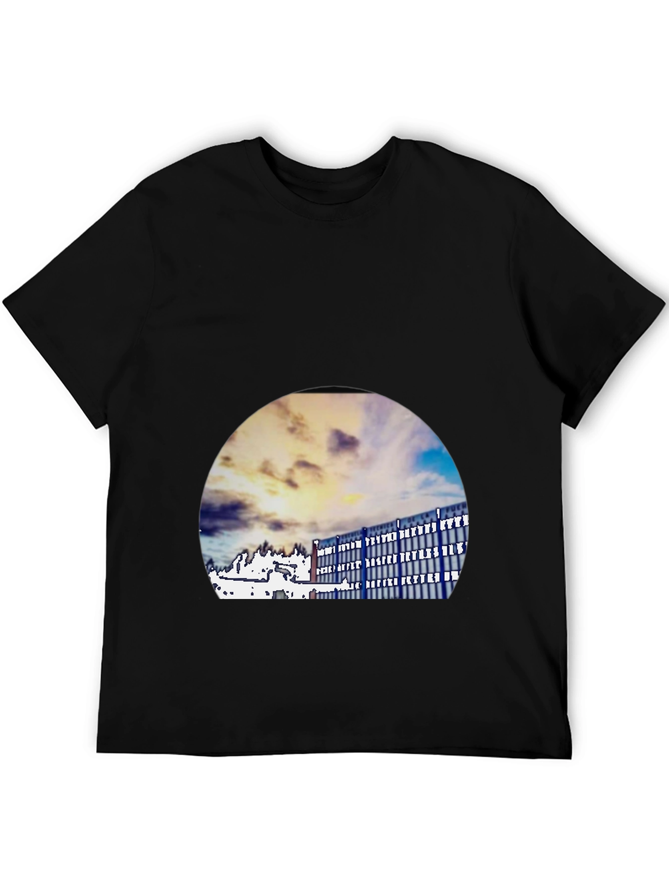Modern Building Print Black T-Shirt