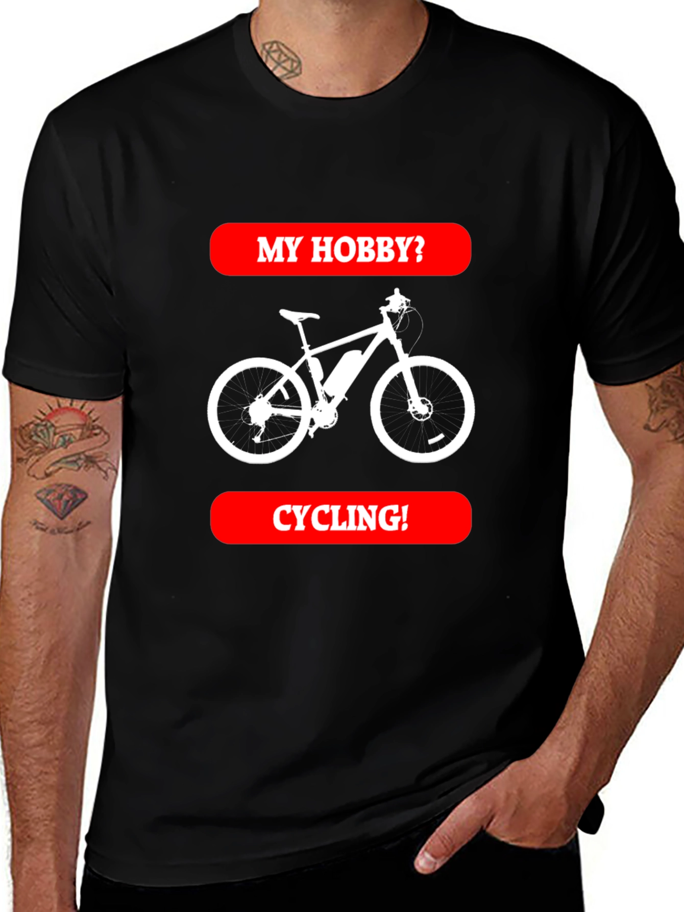 Cycling Hobby Tee - Black Graphic T-Shirt