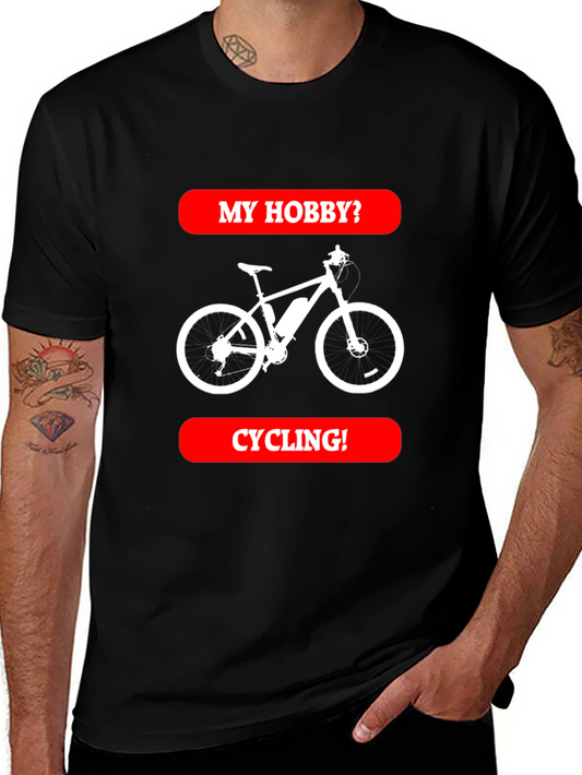 Cycling Hobby Tee - Black Graphic T-Shirt