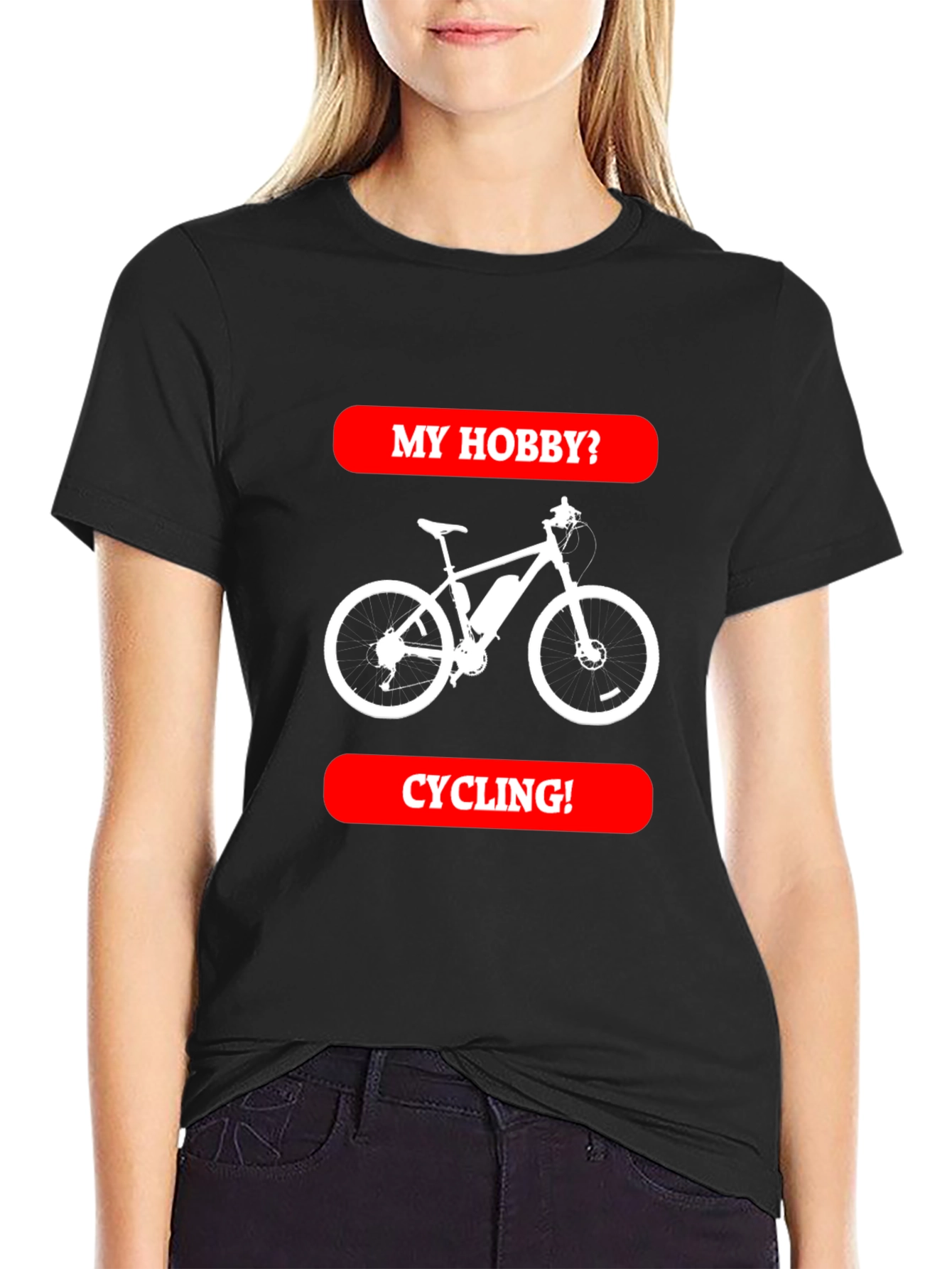 Cycling Hobby Tee - Black Graphic T-Shirt