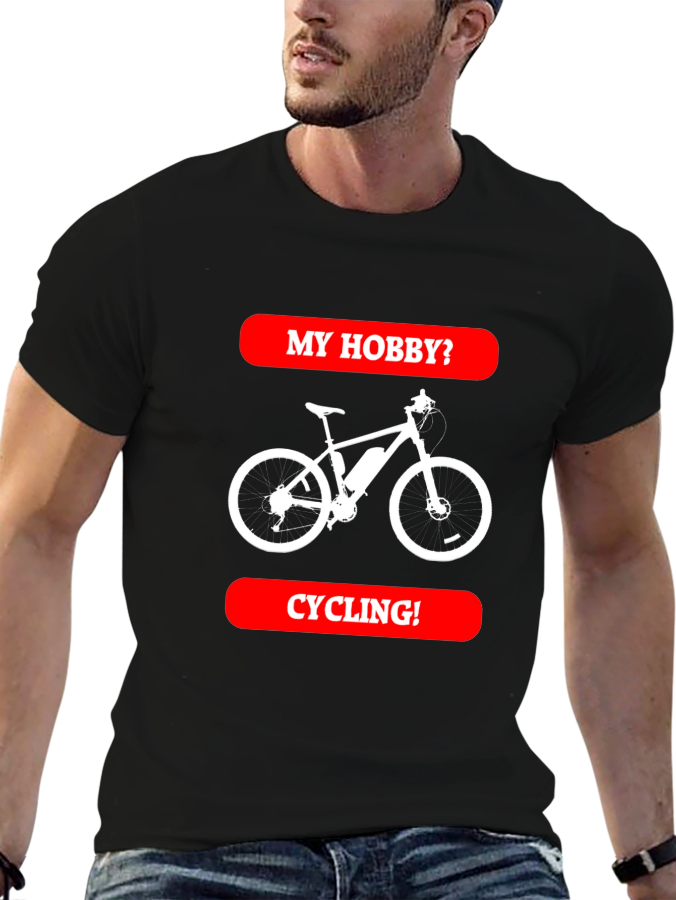 Cycling Hobby Tee - Black Graphic T-Shirt