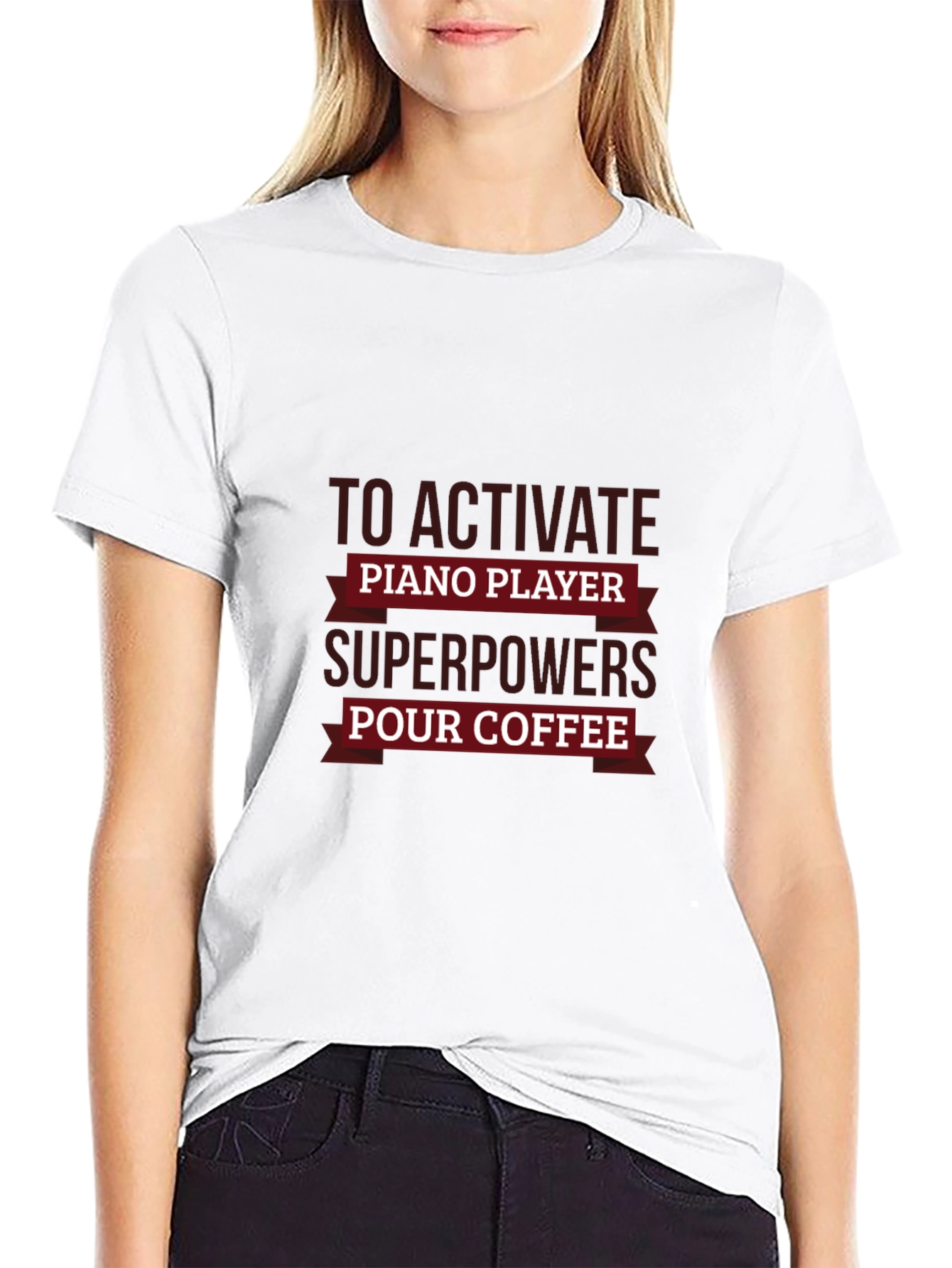 Piano Player Superpowers Coffee Black T-Shirt