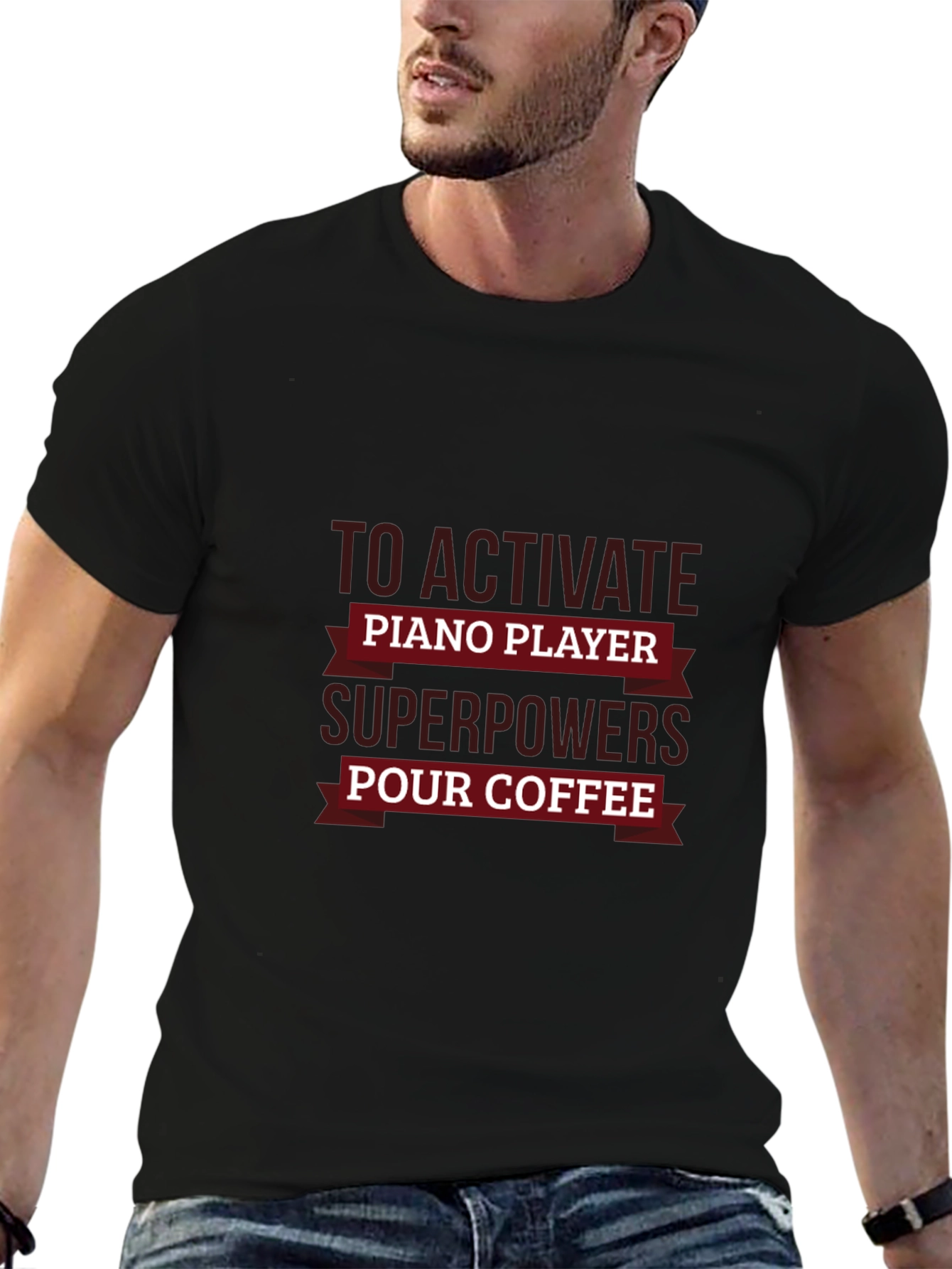 Piano Player Superpowers Coffee Black T-Shirt