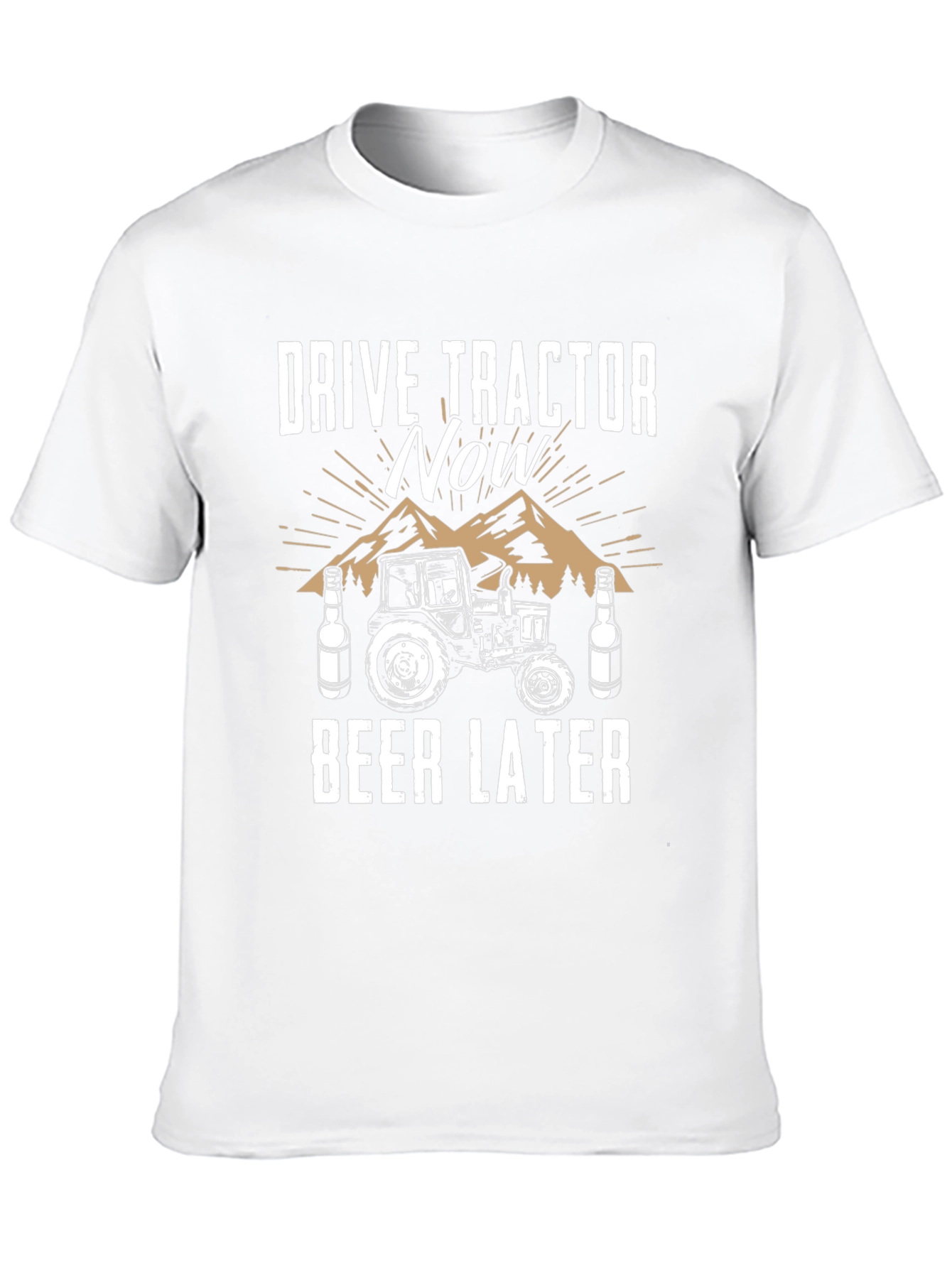 Drive Tractor Now Beer Later Graphic Tee