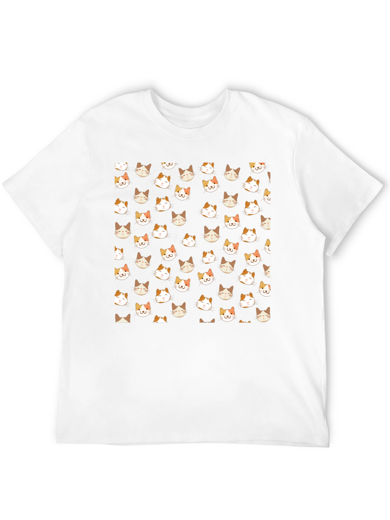 Black T-Shirt with Cat Pattern