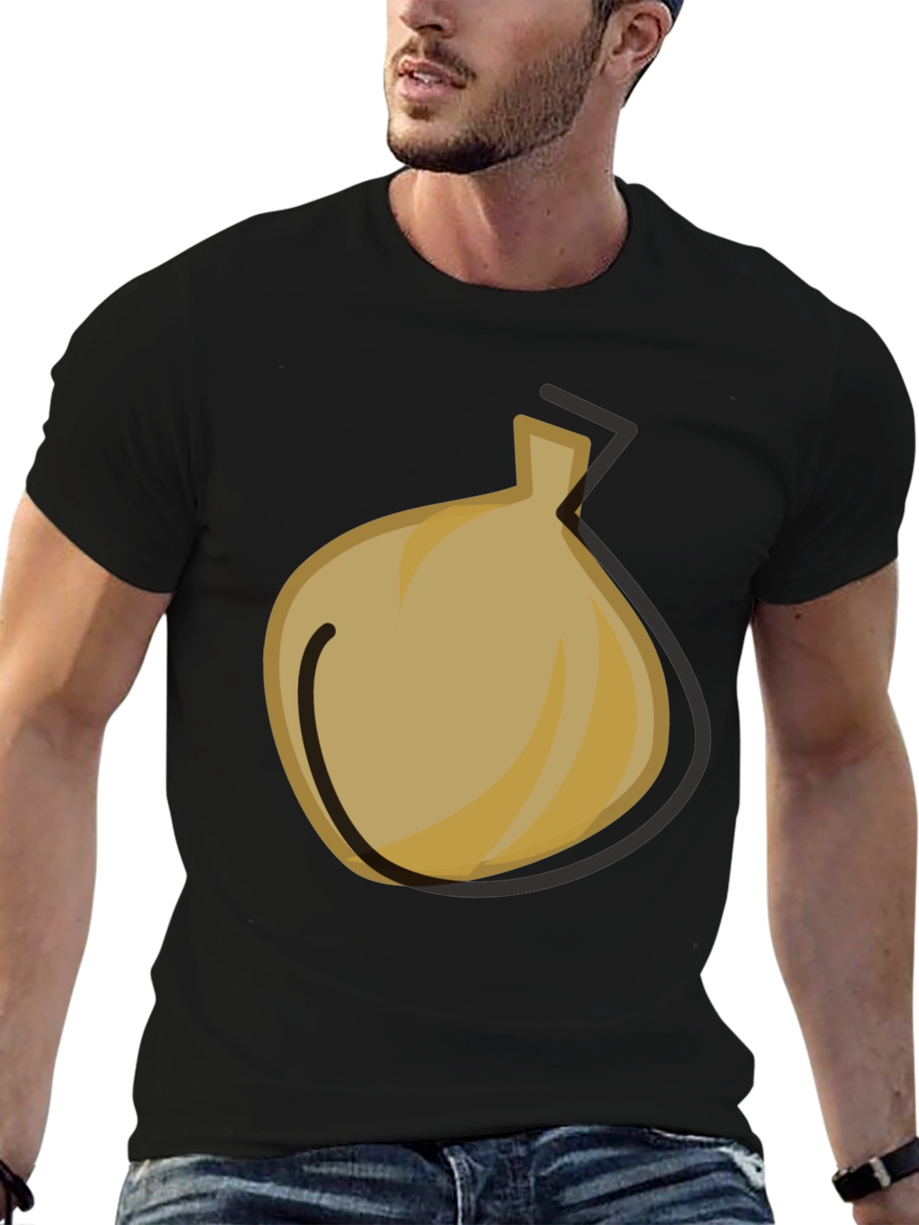Cartoon Onion Graphic Black T-Shirt