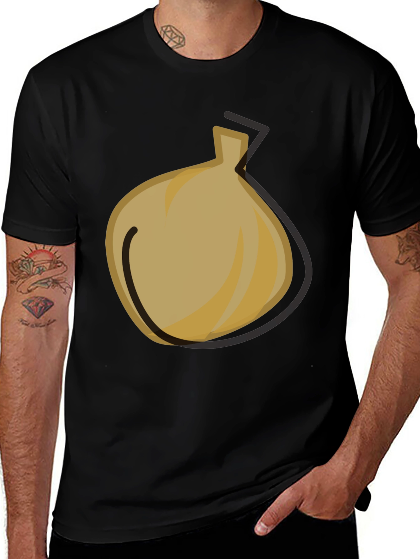 Cartoon Onion Graphic Black T-Shirt