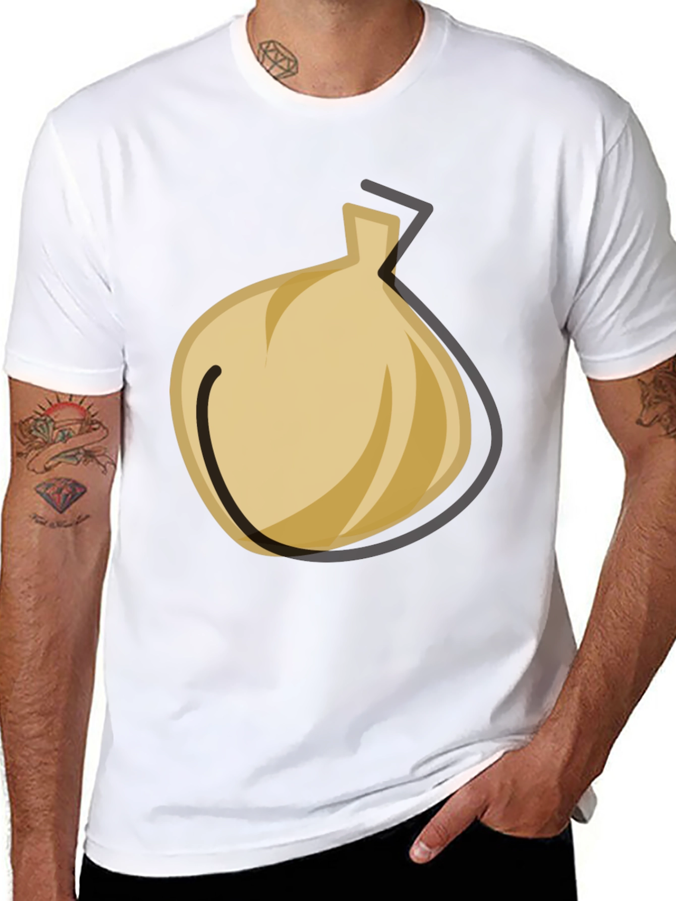 Cartoon Onion Graphic Black T-Shirt
