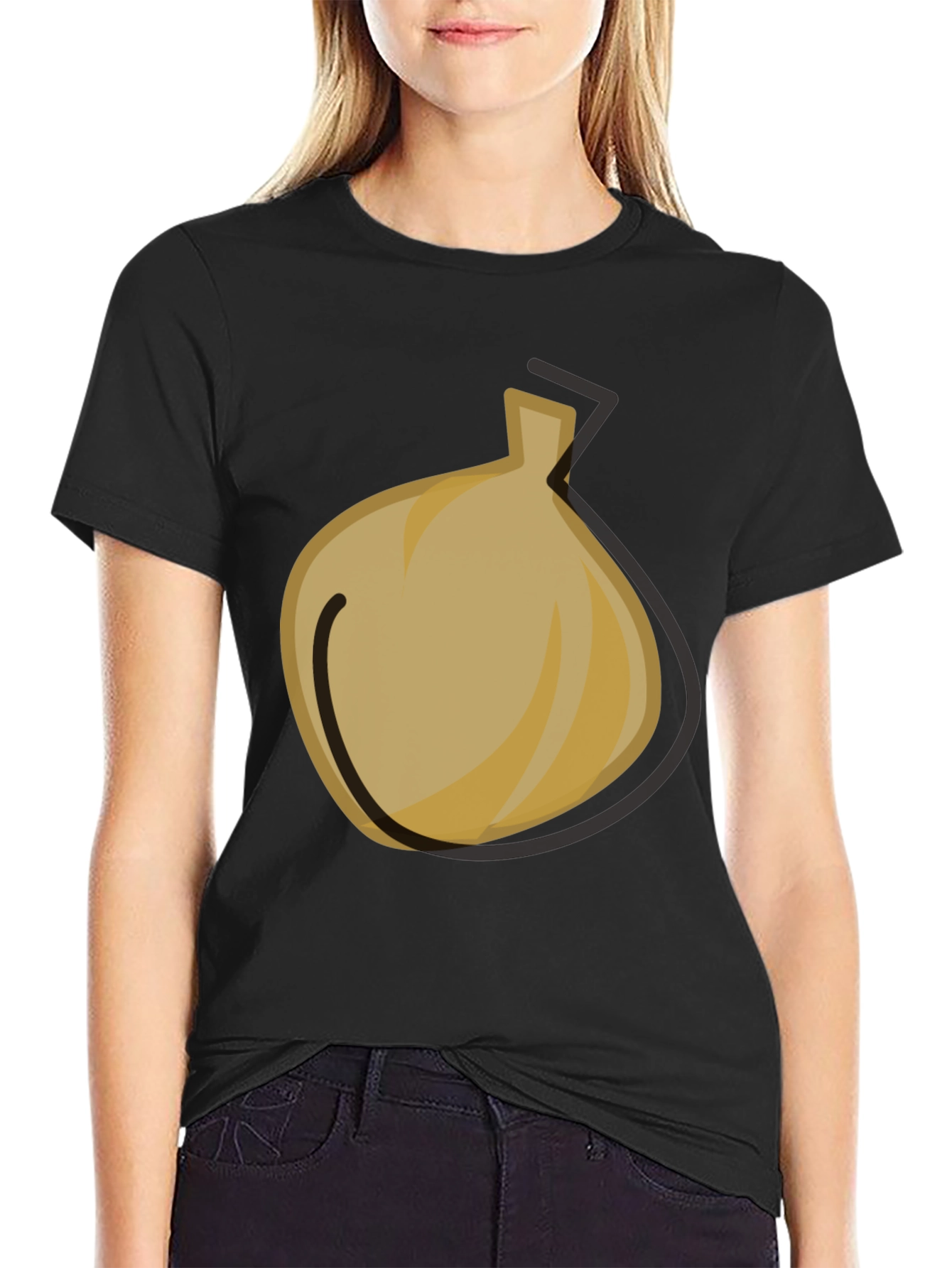Cartoon Onion Graphic Black T-Shirt