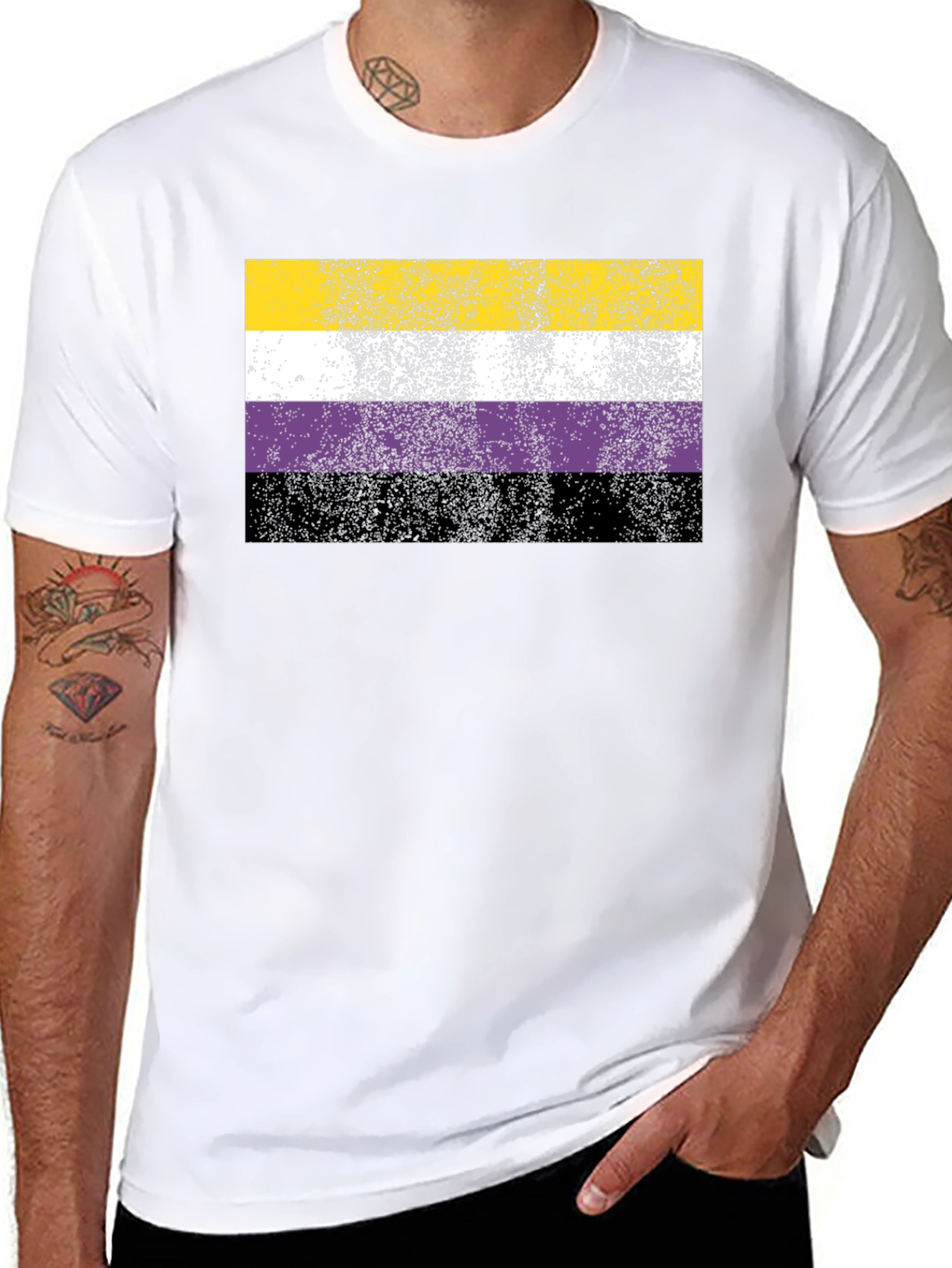 Nonbinary Pride Flag T-Shirt - Distressed Design