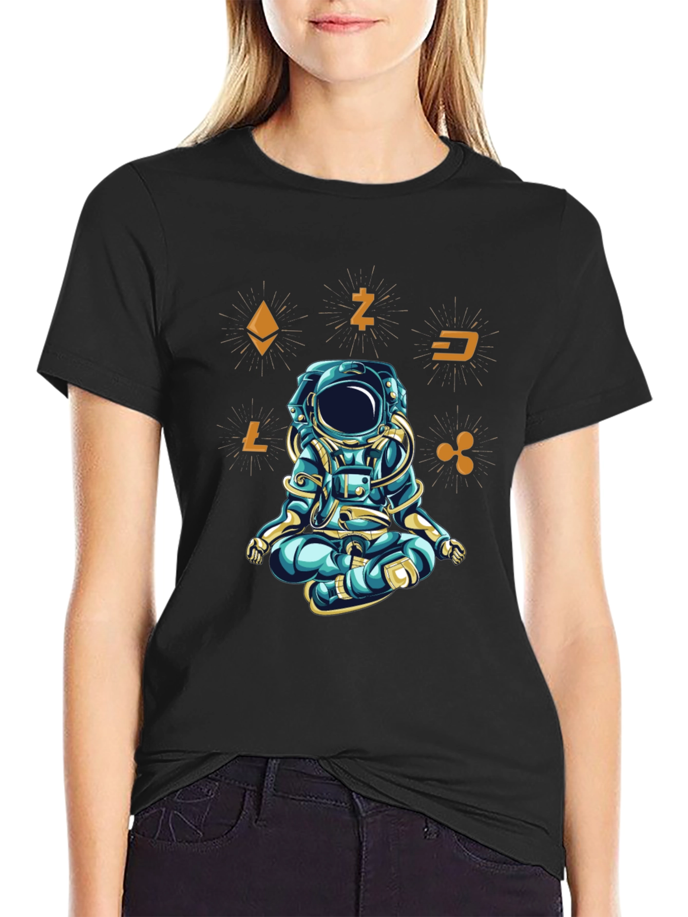Crypto Astronaut T-Shirt - Meditating in Space