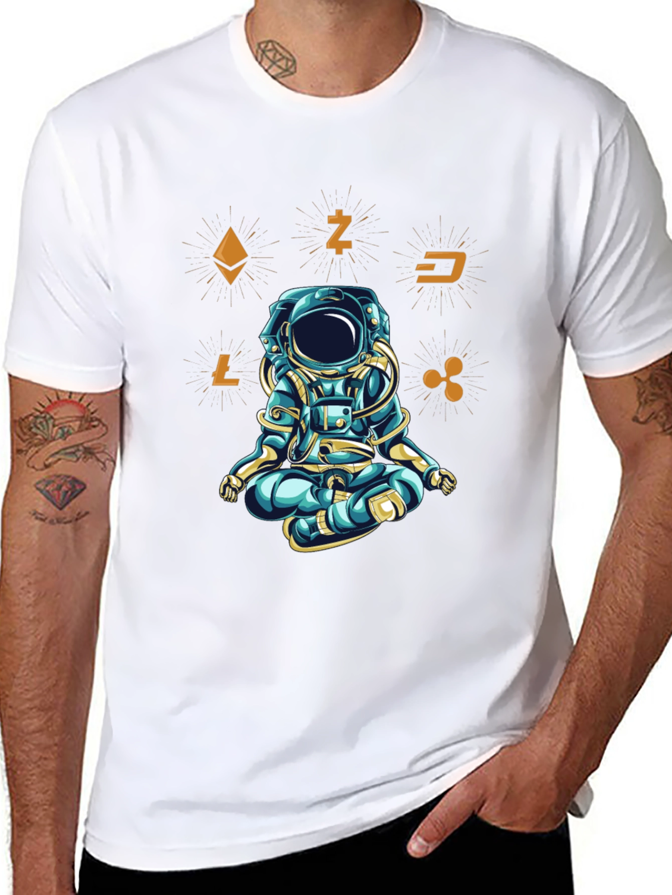 Crypto Astronaut T-Shirt - Meditating in Space