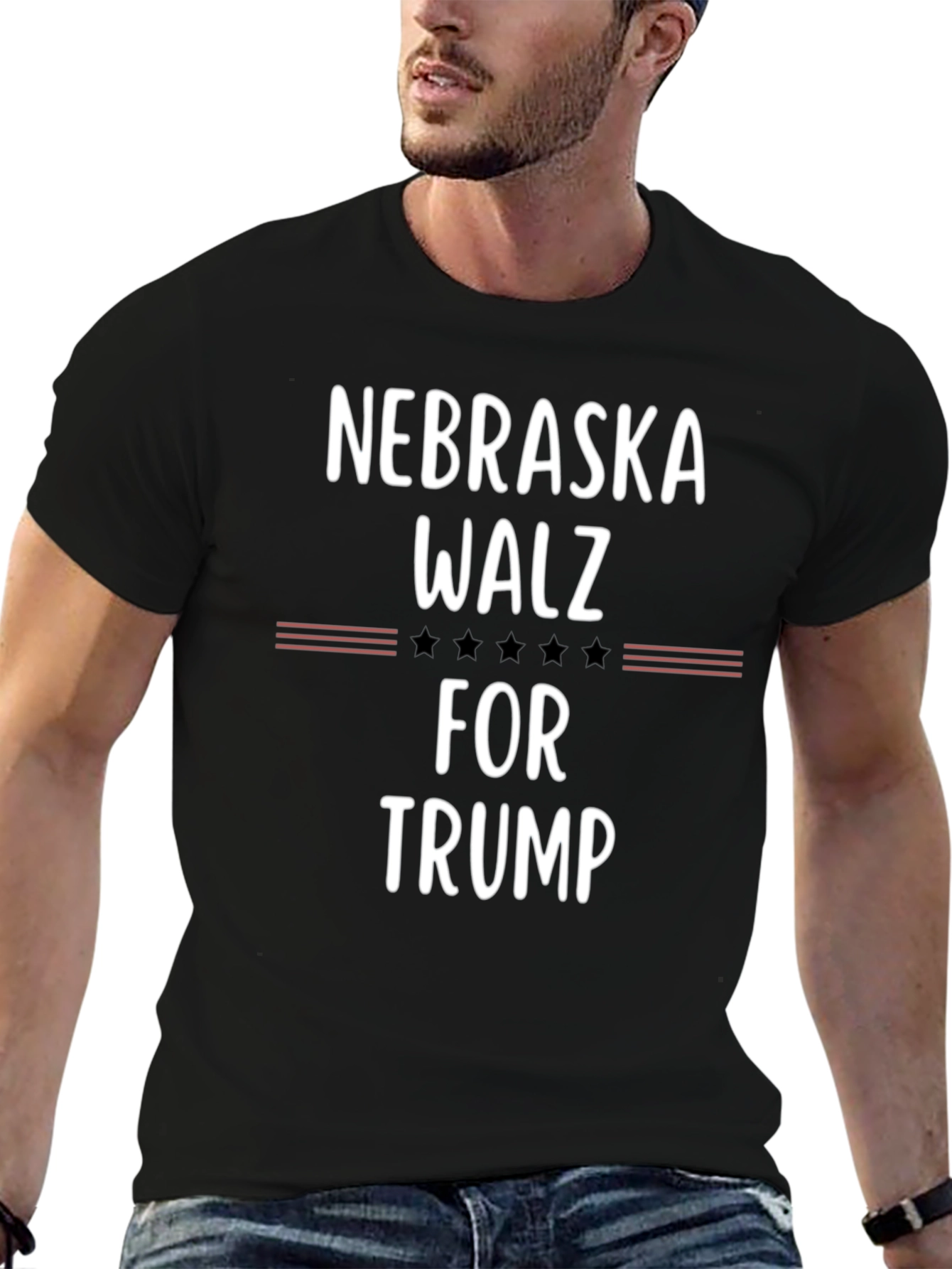Nebraska Walz For Trump Black T-Shirt