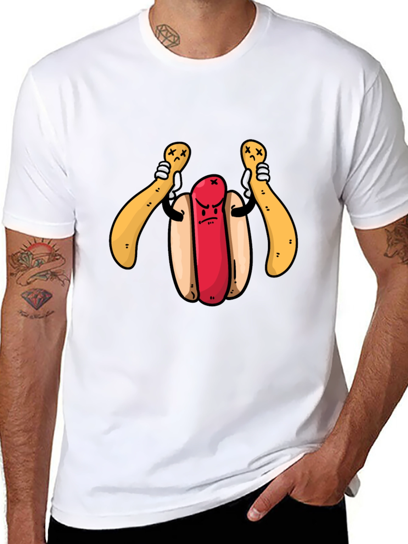 Funny Hotdog T-Shirt - Angry Dog