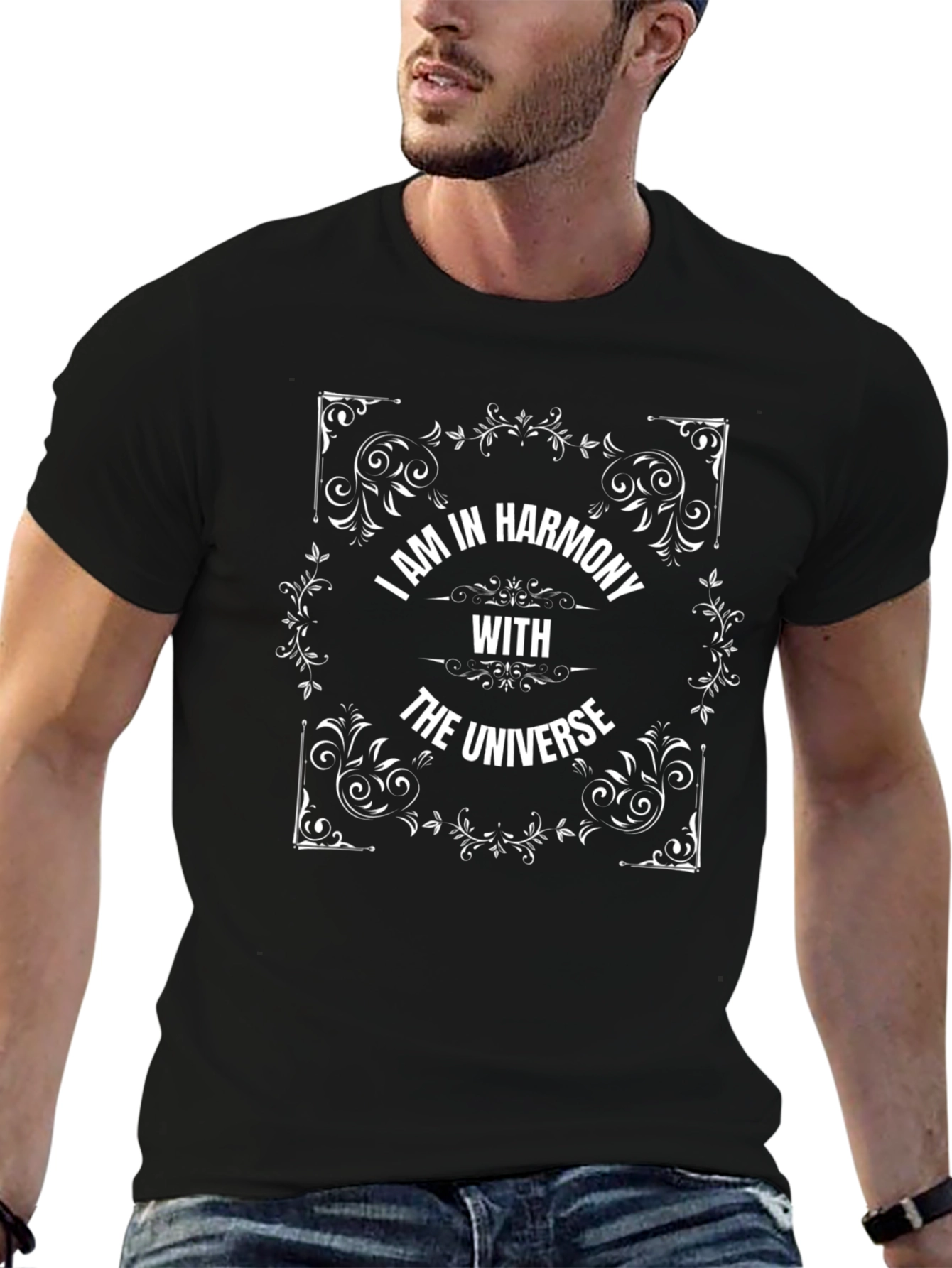 Harmony with the Universe Black Graphic Tee