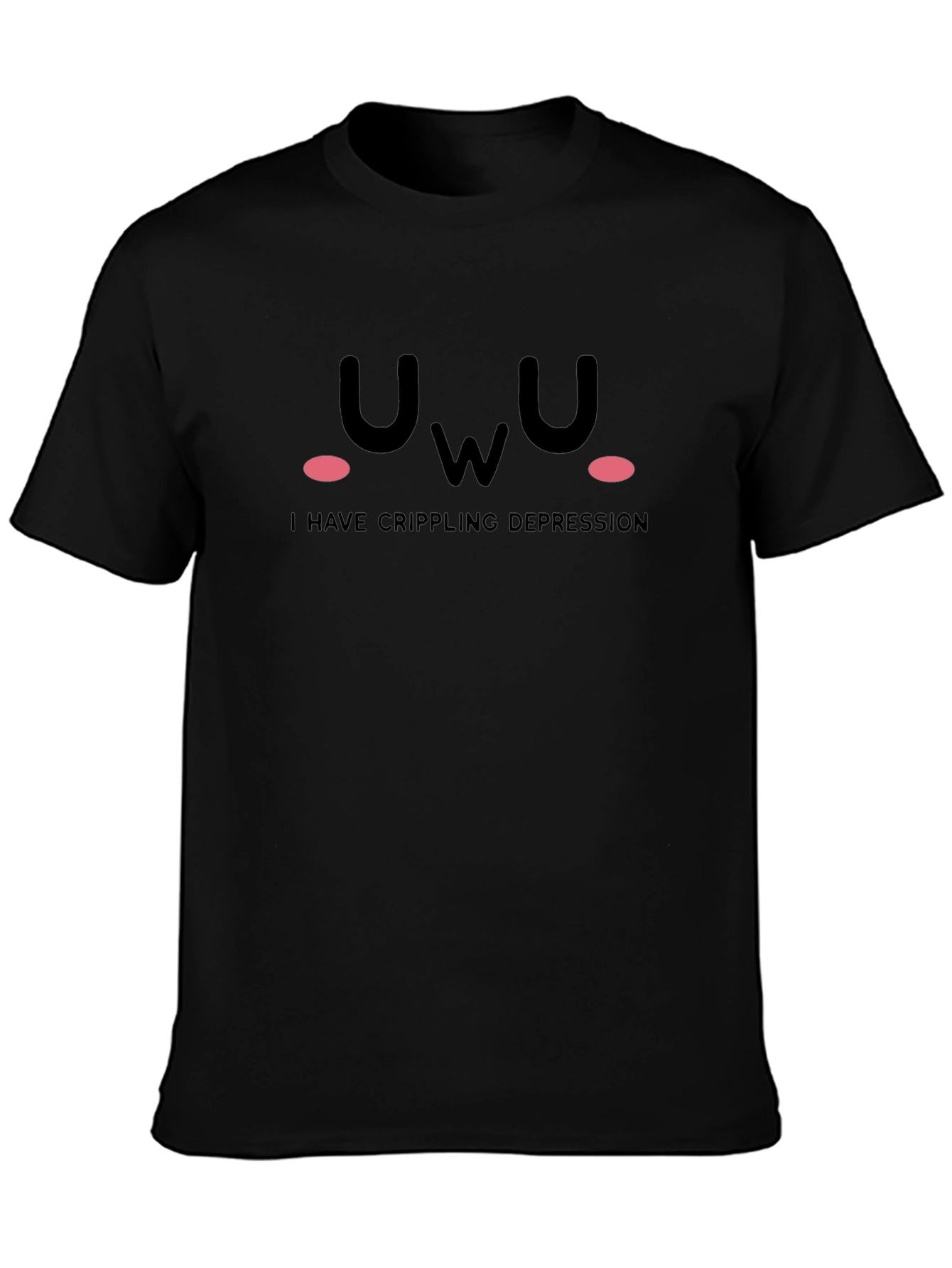 UwU Crippling Depression T-Shirt Black Cotton Tee