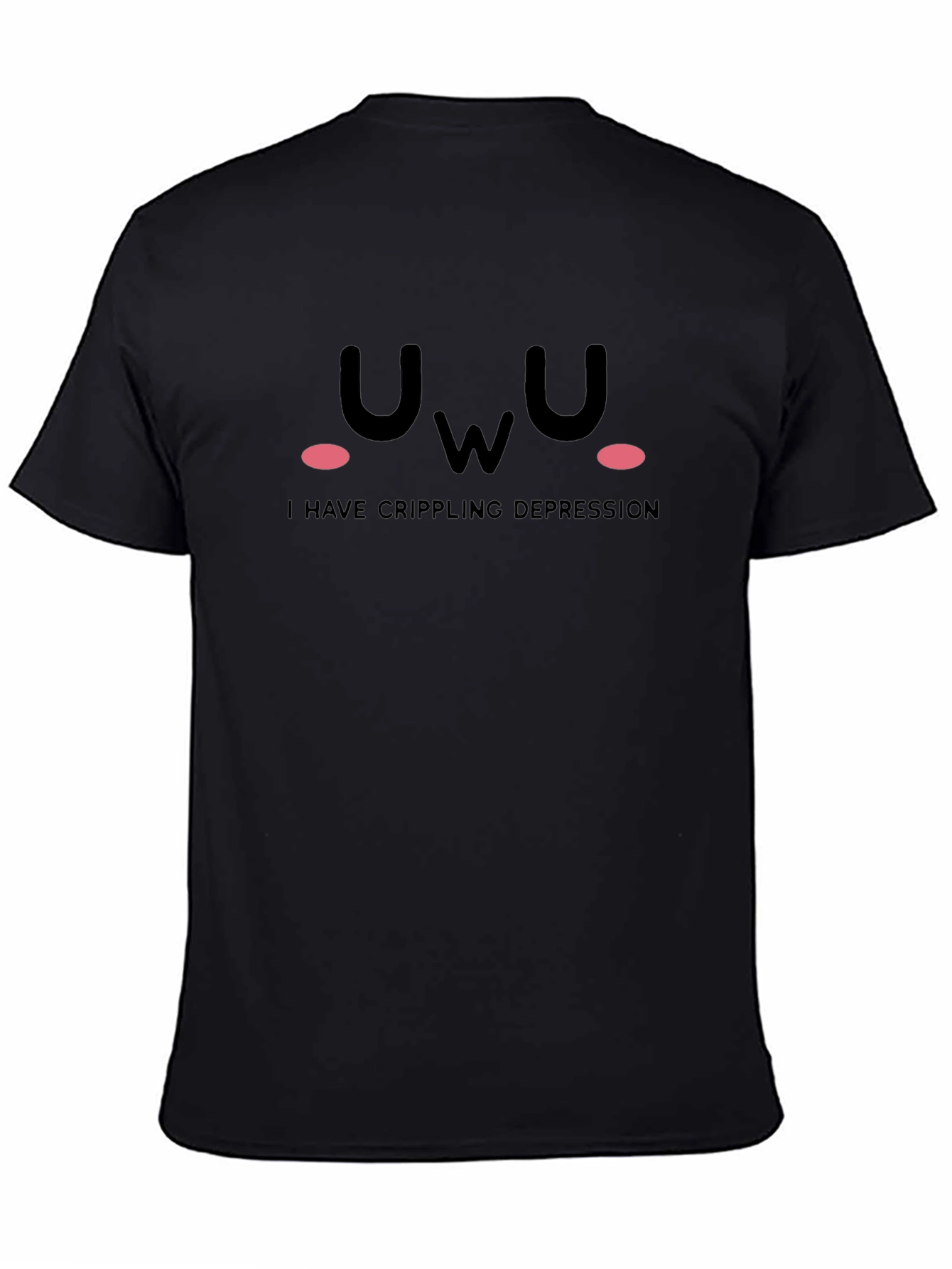 UwU Crippling Depression T-Shirt Black Cotton Tee