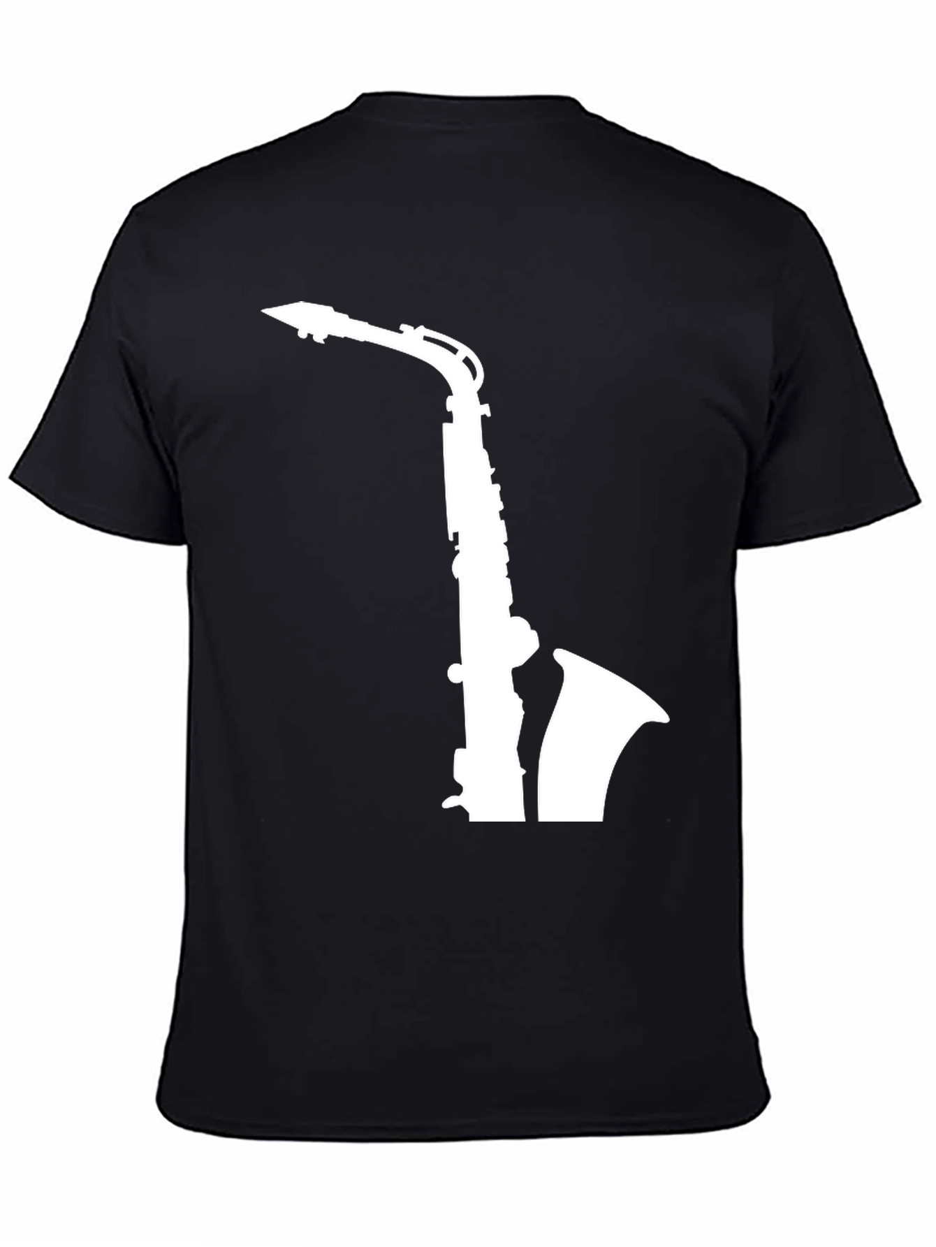 Saxophone Graphic Tee - Black Casual T-Shirt