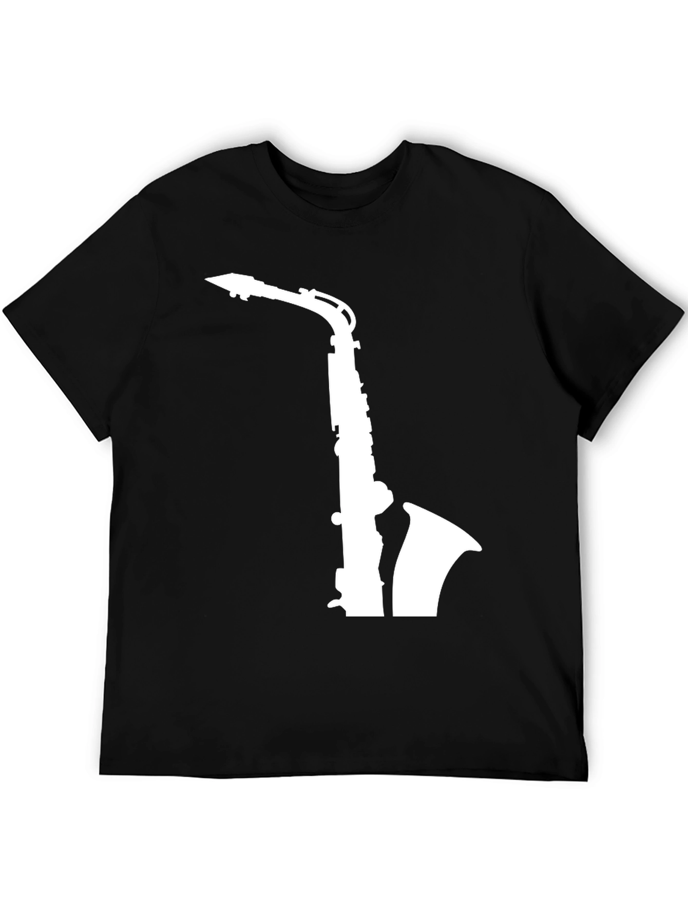 Saxophone Graphic Tee - Black Casual T-Shirt