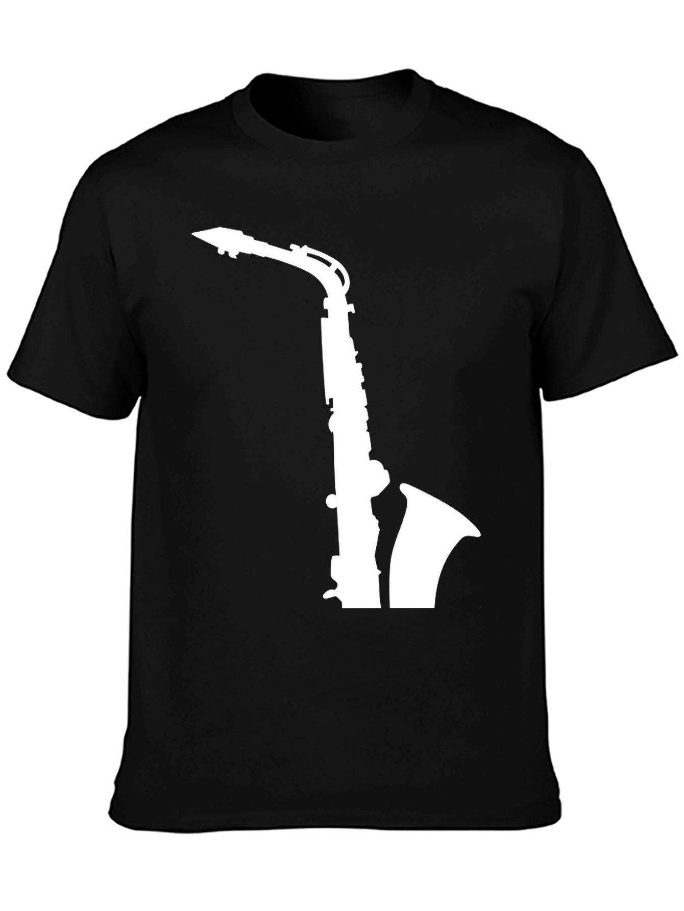 Saxophone Graphic Tee - Black Casual T-Shirt