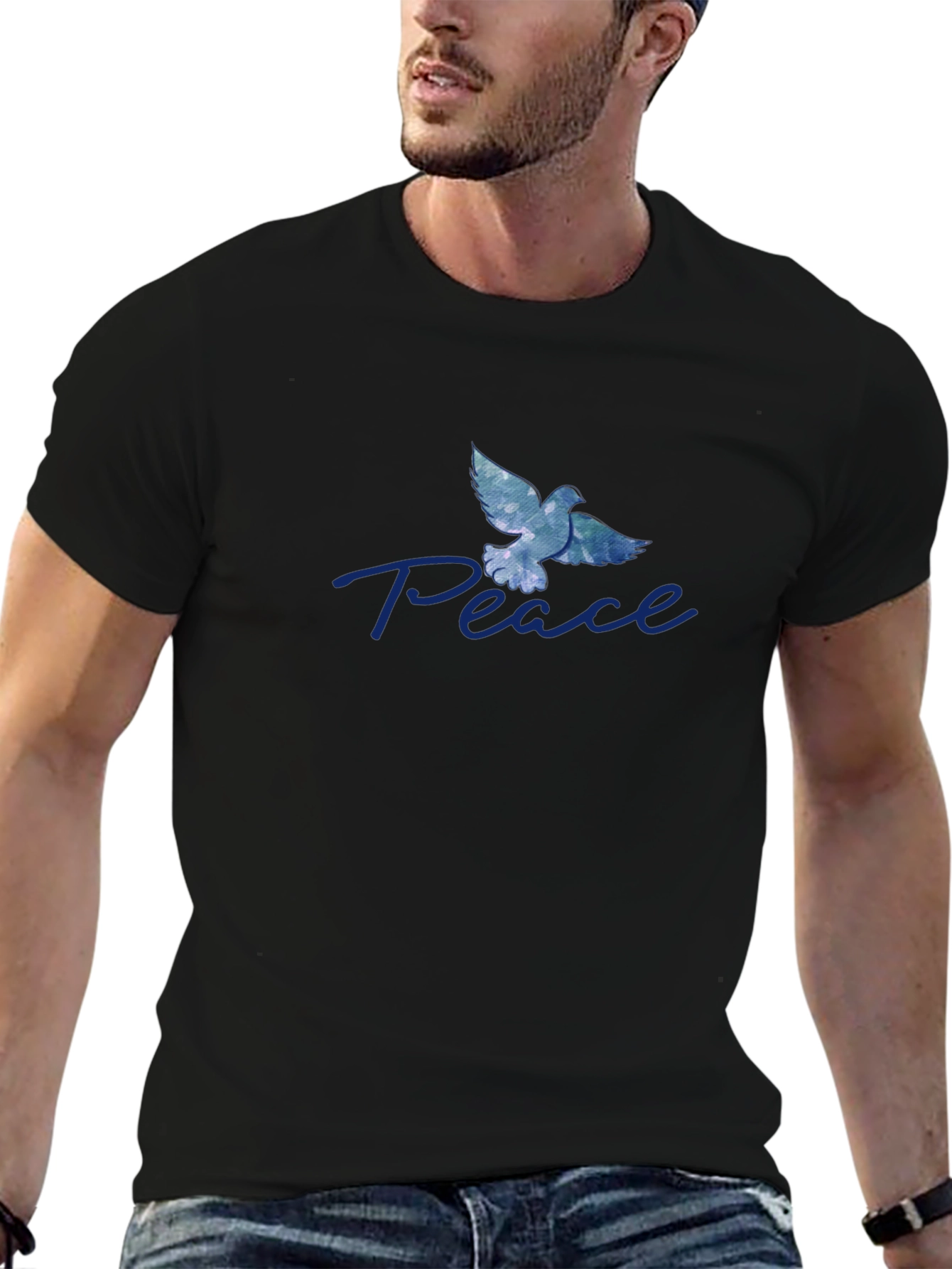 Peace Dove Graphic Tee - Soft Black Cotton