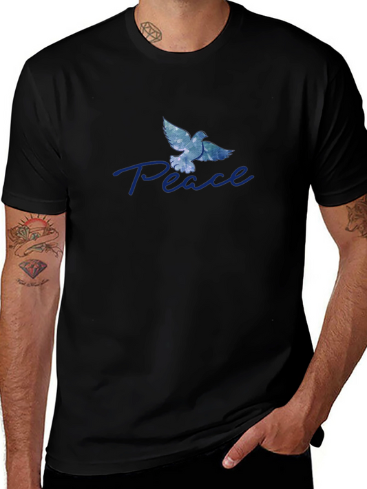 Peace Dove Graphic Tee - Soft Black Cotton