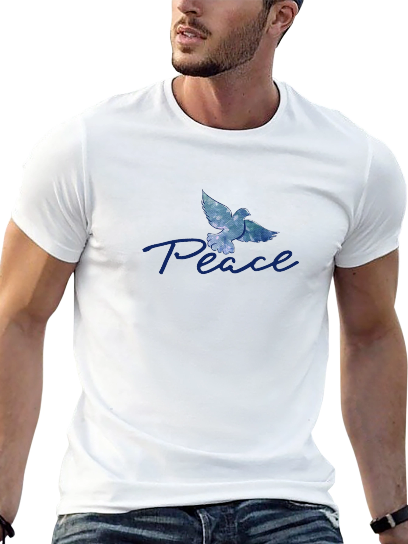 Peace Dove Graphic Tee - Soft Black Cotton