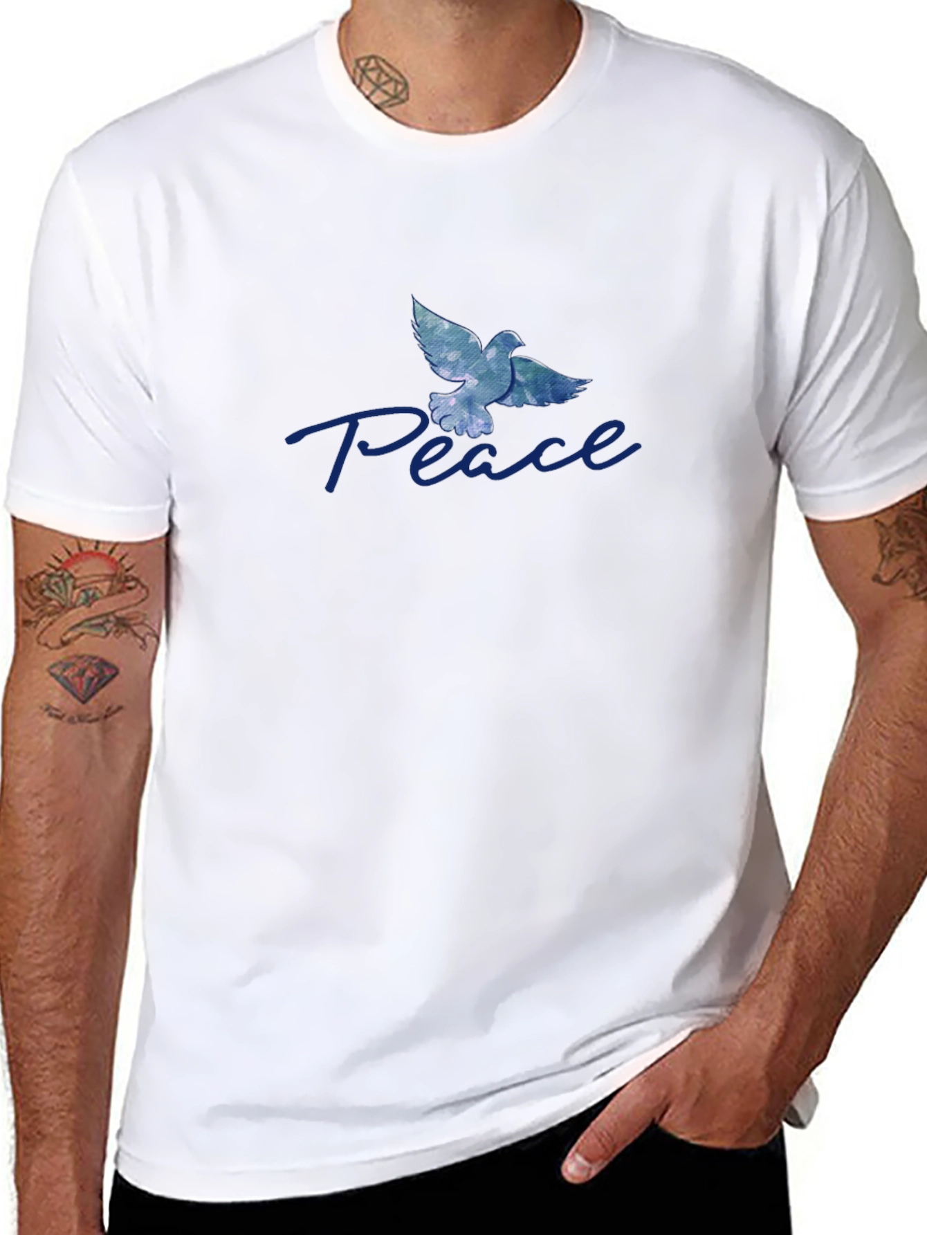 Peace Dove Graphic Tee - Soft Black Cotton