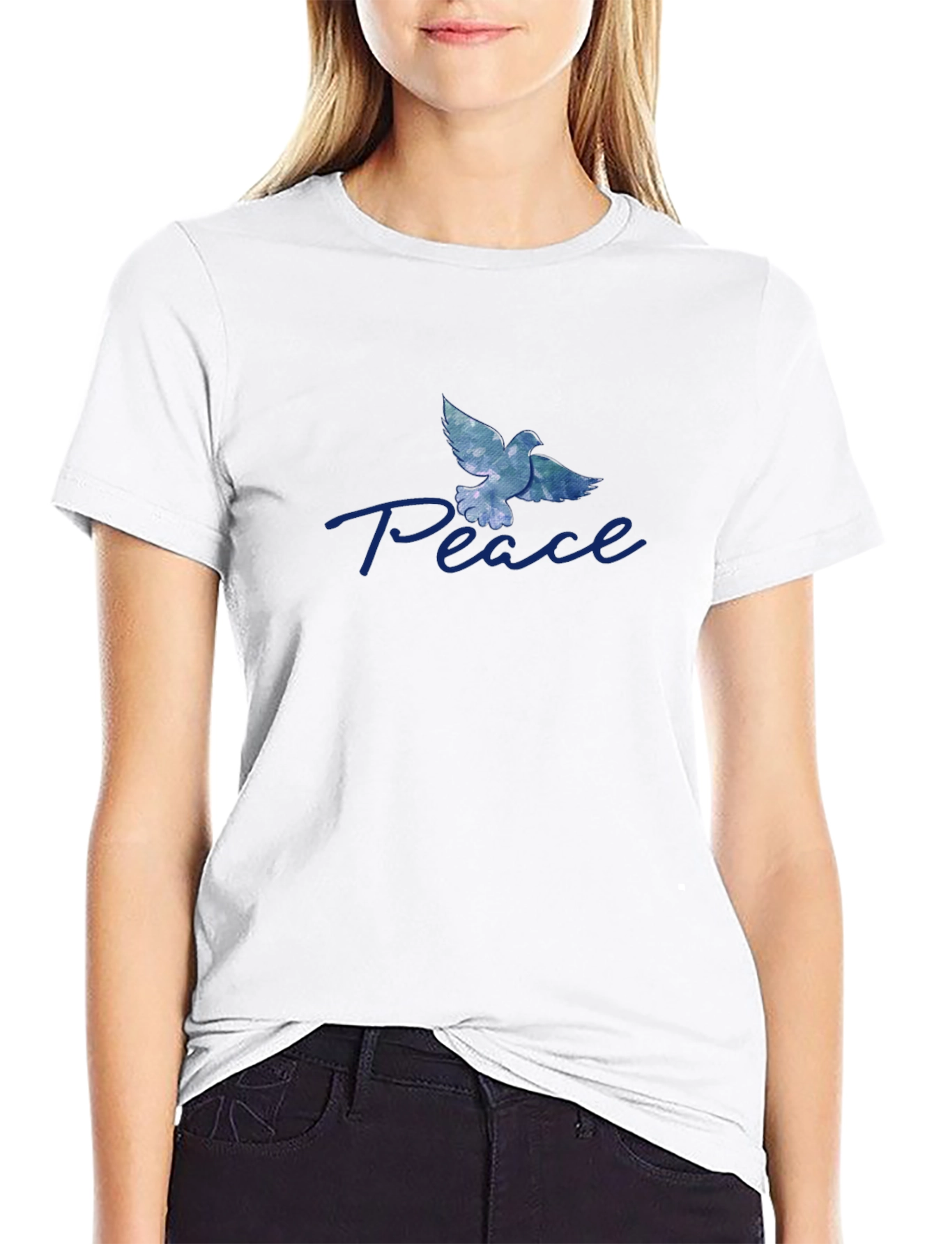 Peace Dove Graphic Tee - Soft Black Cotton
