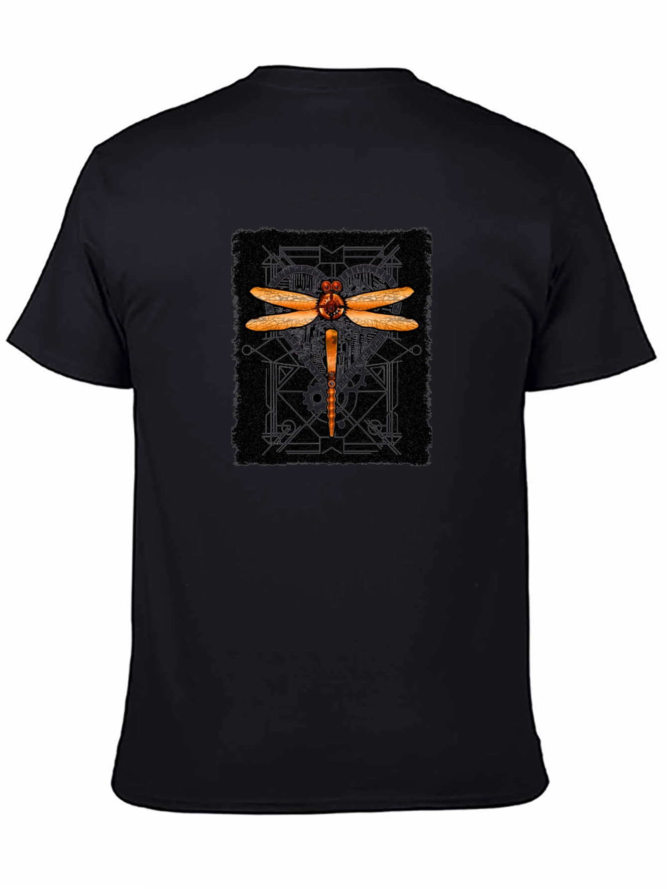 Steampunk Dragonfly Graphic Black T-Shirt