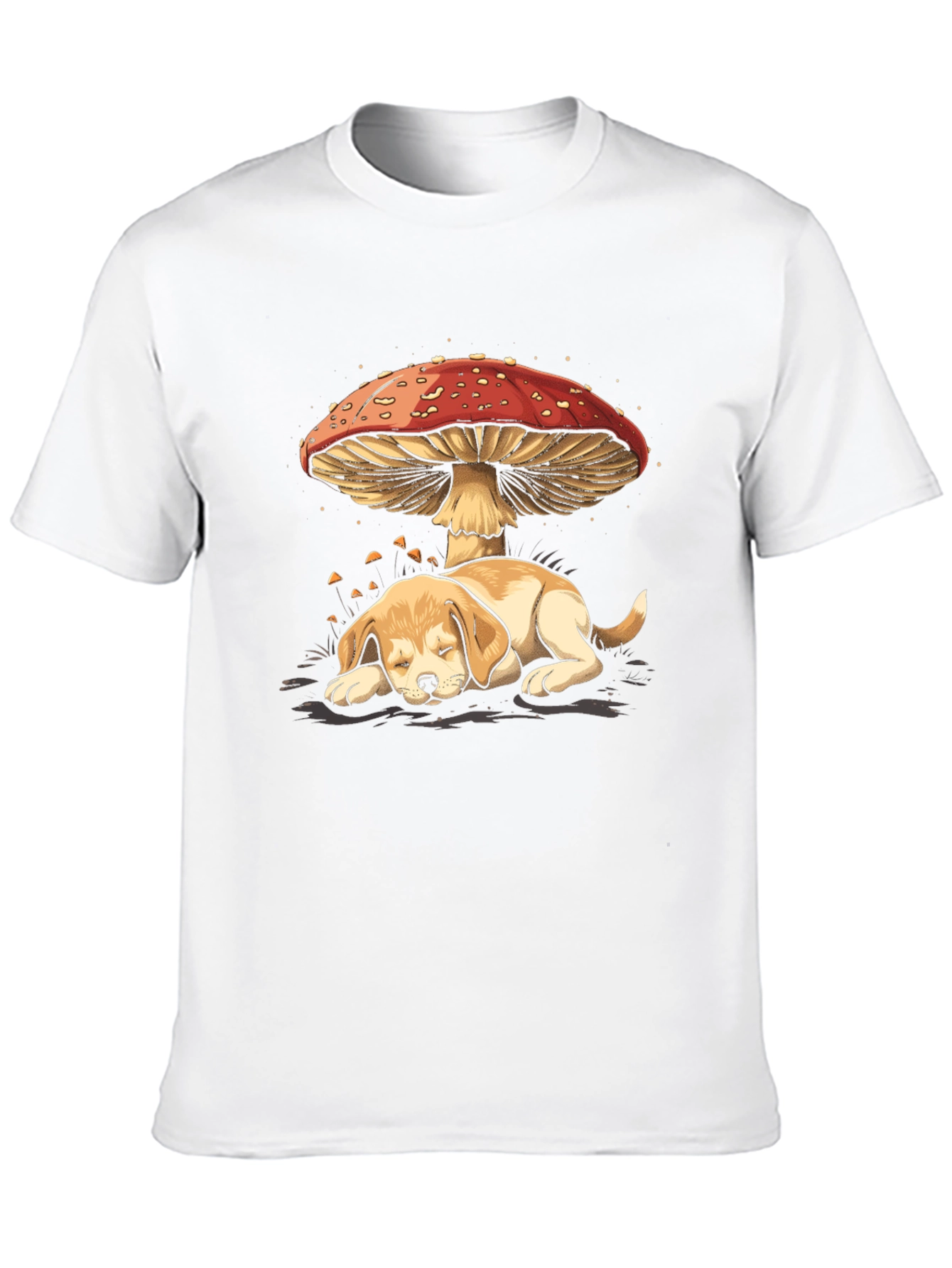 Dog Under Mushroom Graphic Tee - Unisex Black T-Shirt