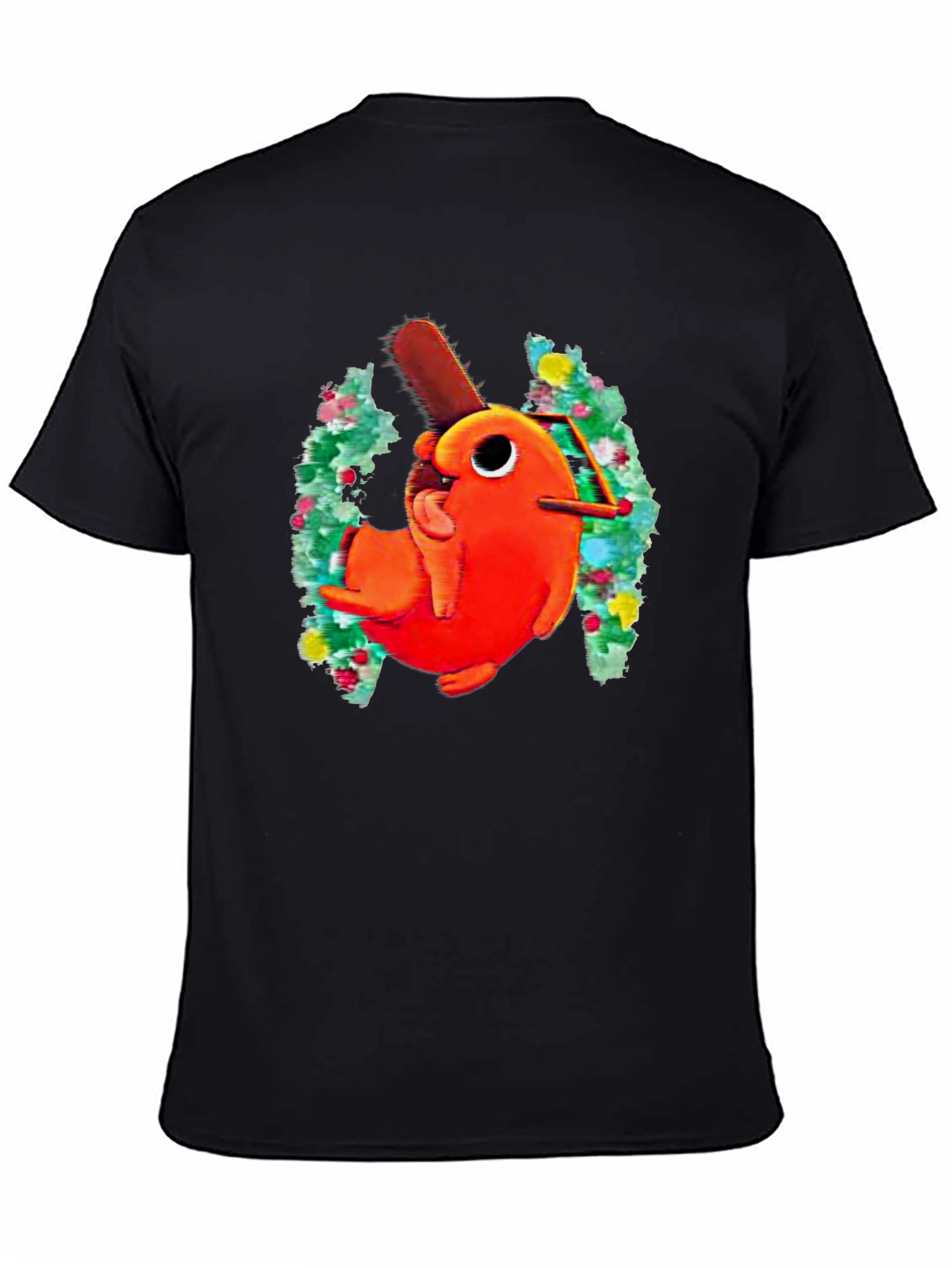 Pochita Chainsaw Dog Graphic Black T-Shirt