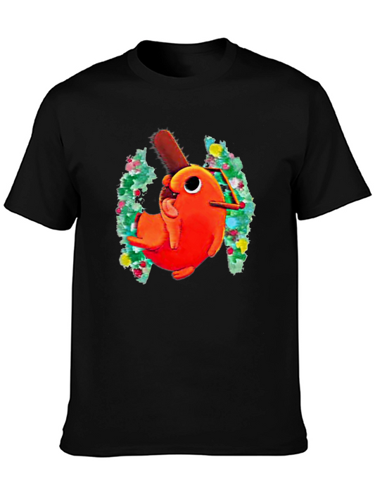 Pochita Chainsaw Dog Graphic Black T-Shirt