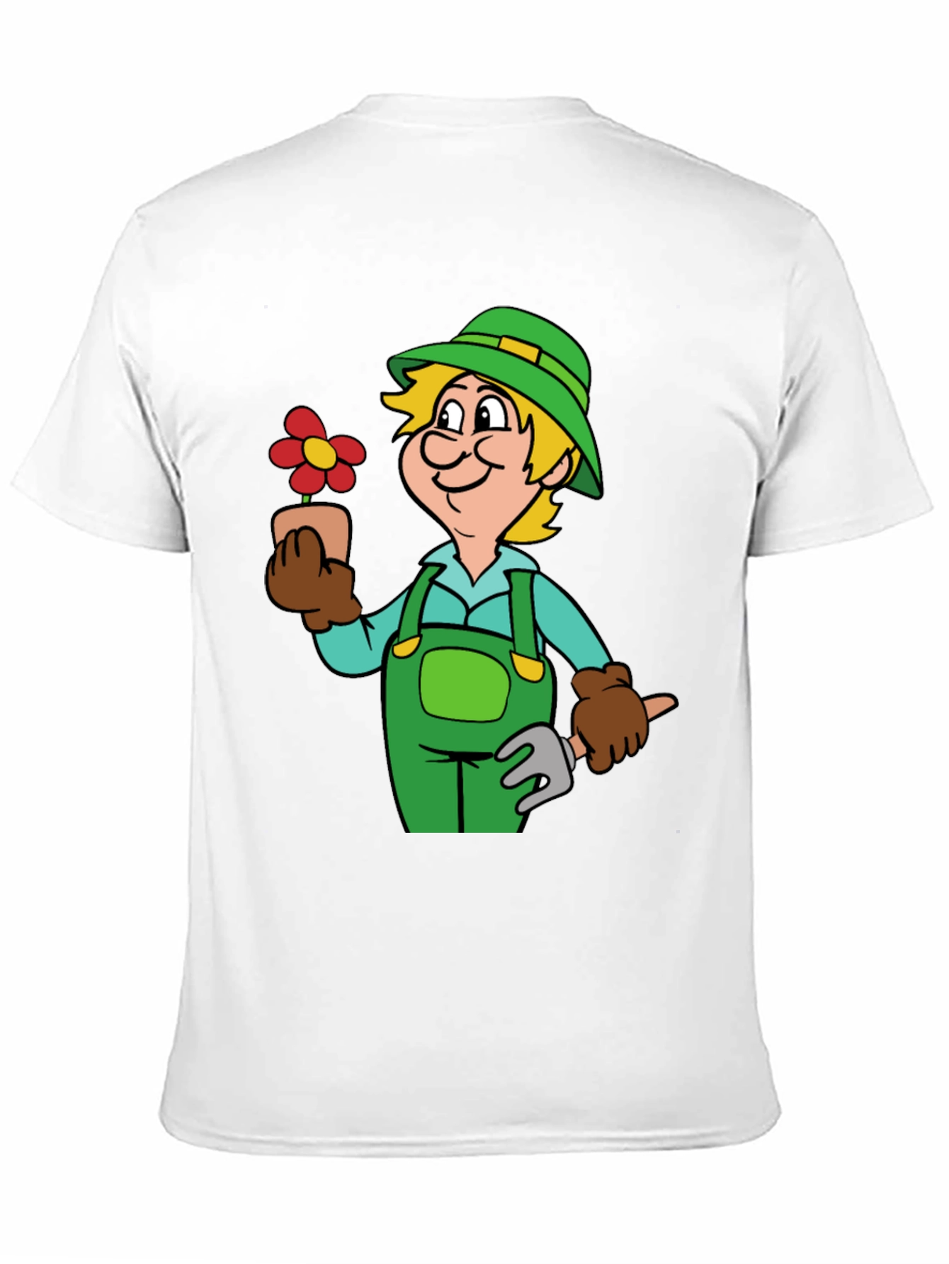Gardener Cartoon Graphic T-Shirt Black