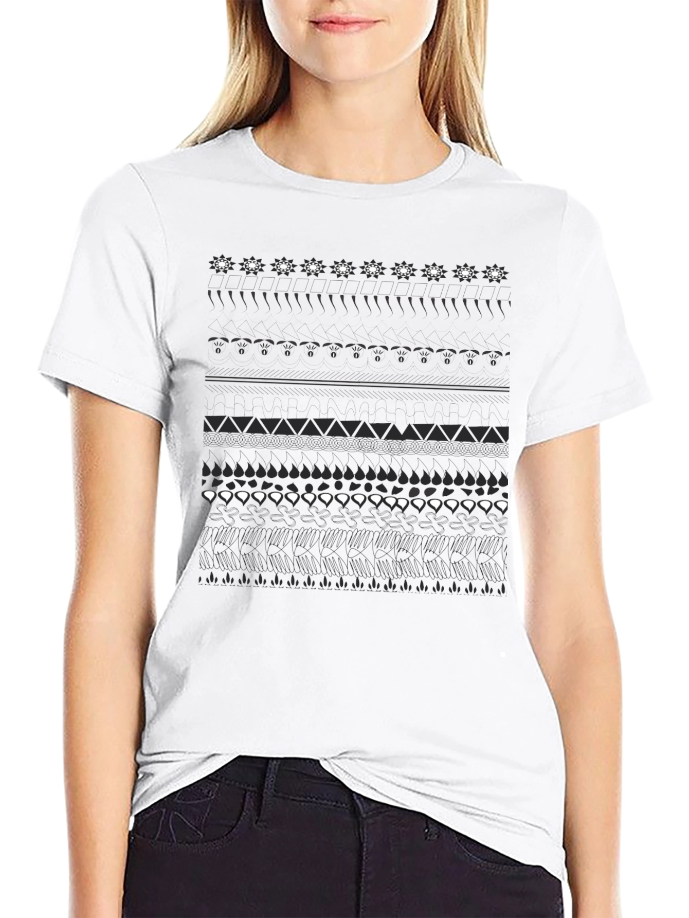Abstract Pattern Black T-Shirt
