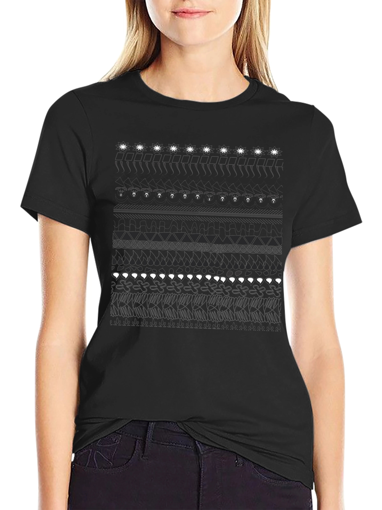 Abstract Pattern Black T-Shirt