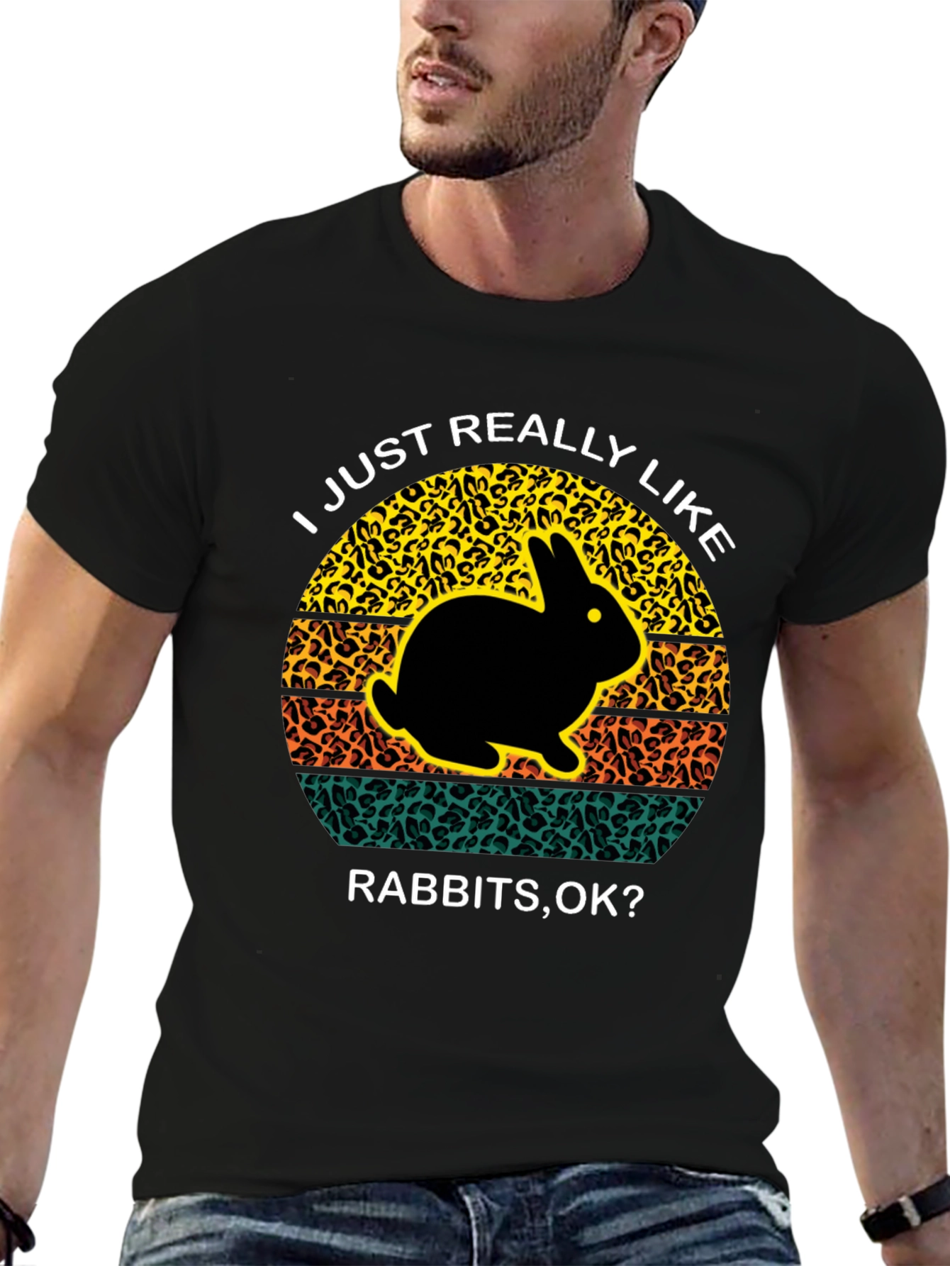I Just Really Like Rabbits OK Black T-Shirt