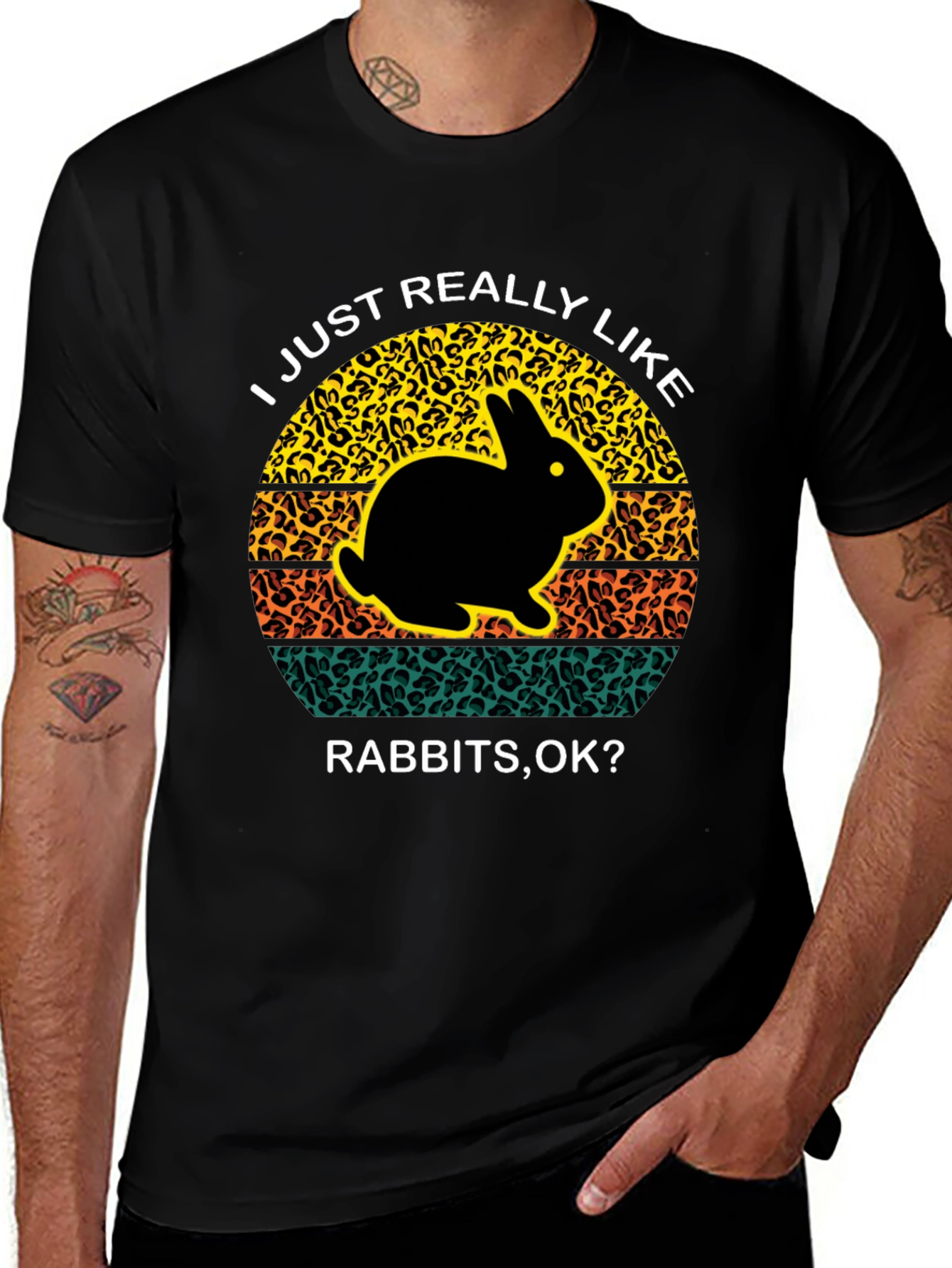 I Just Really Like Rabbits OK Black T-Shirt