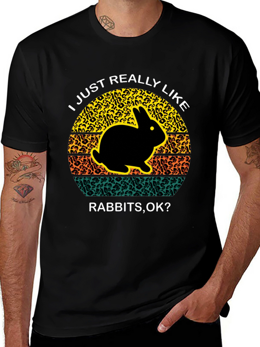 I Just Really Like Rabbits OK Black T-Shirt