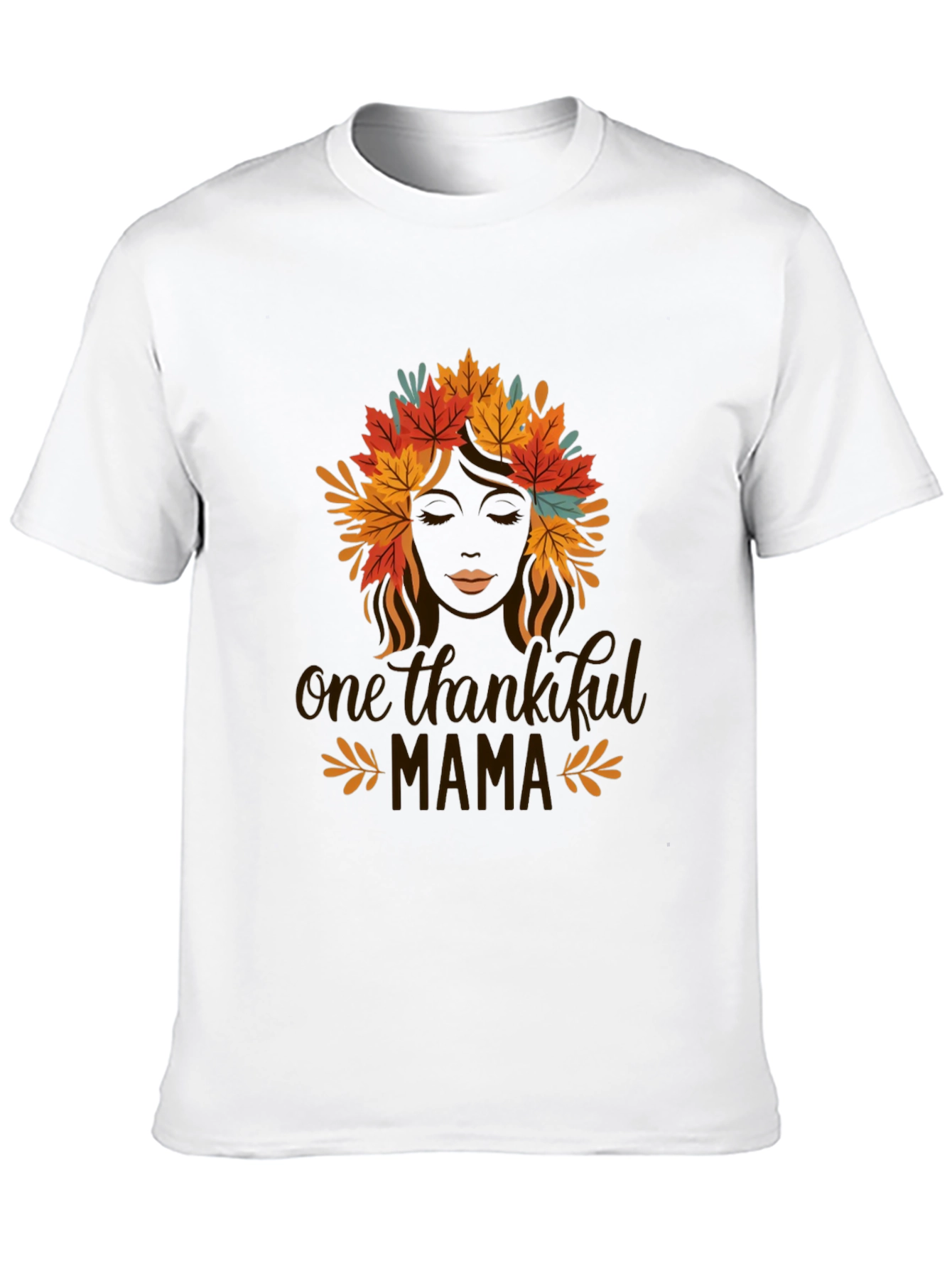 Thankful Mama Black T-Shirt with Fall Leaf Design