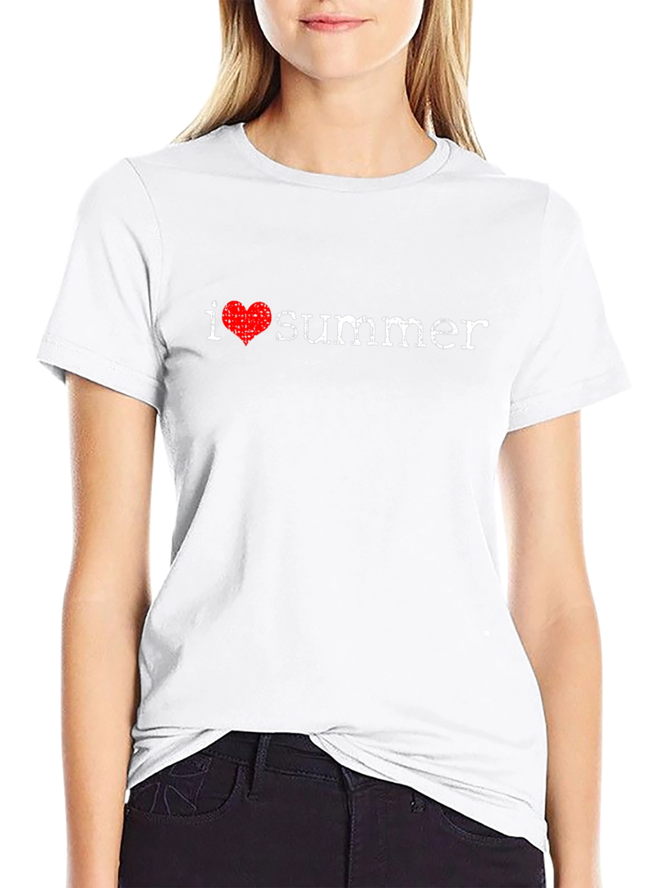 I Heart Summer Black Cotton T-Shirt